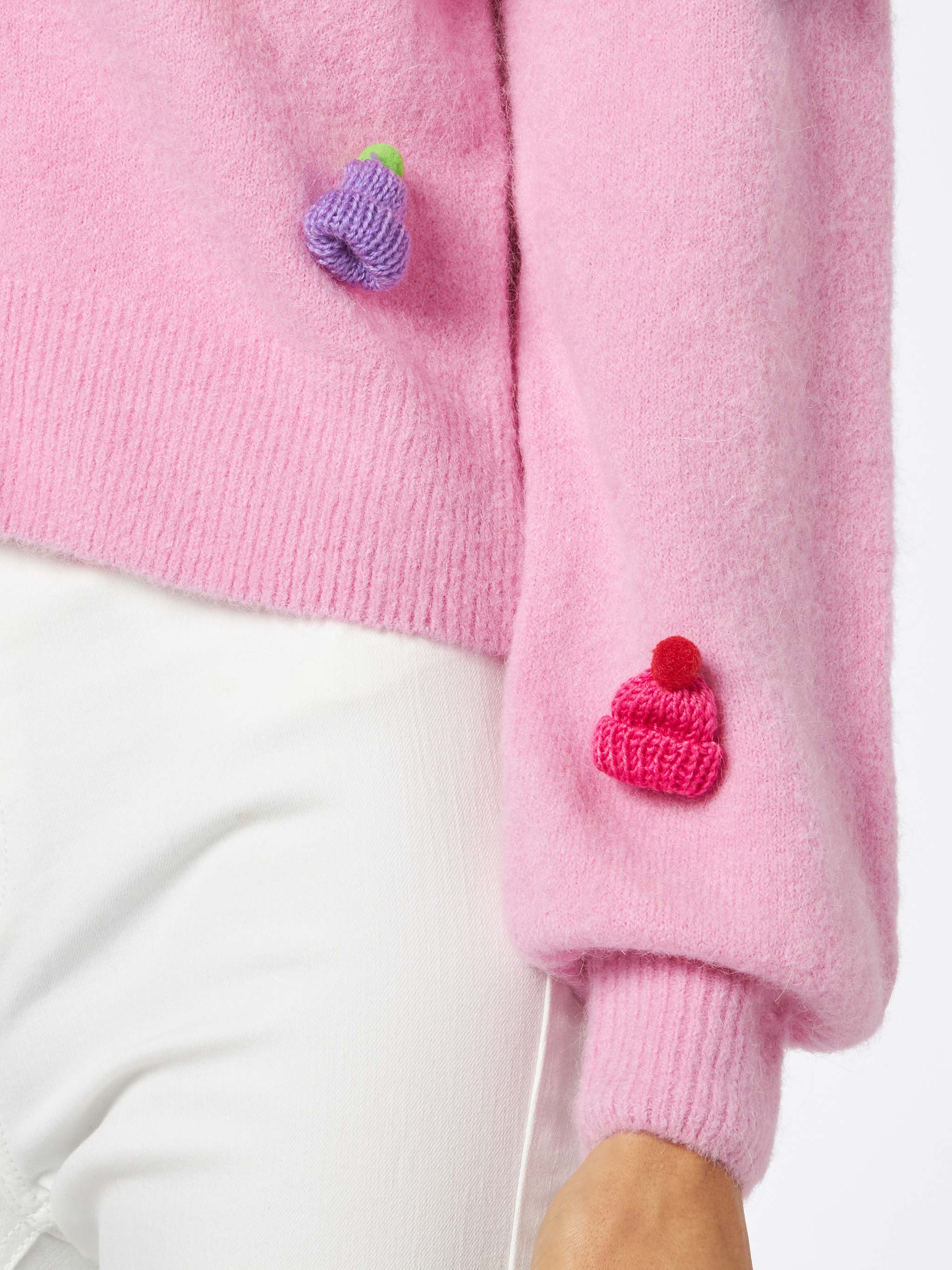 Cardigan Lyza Soft cropped con cuori crochet - Image 3