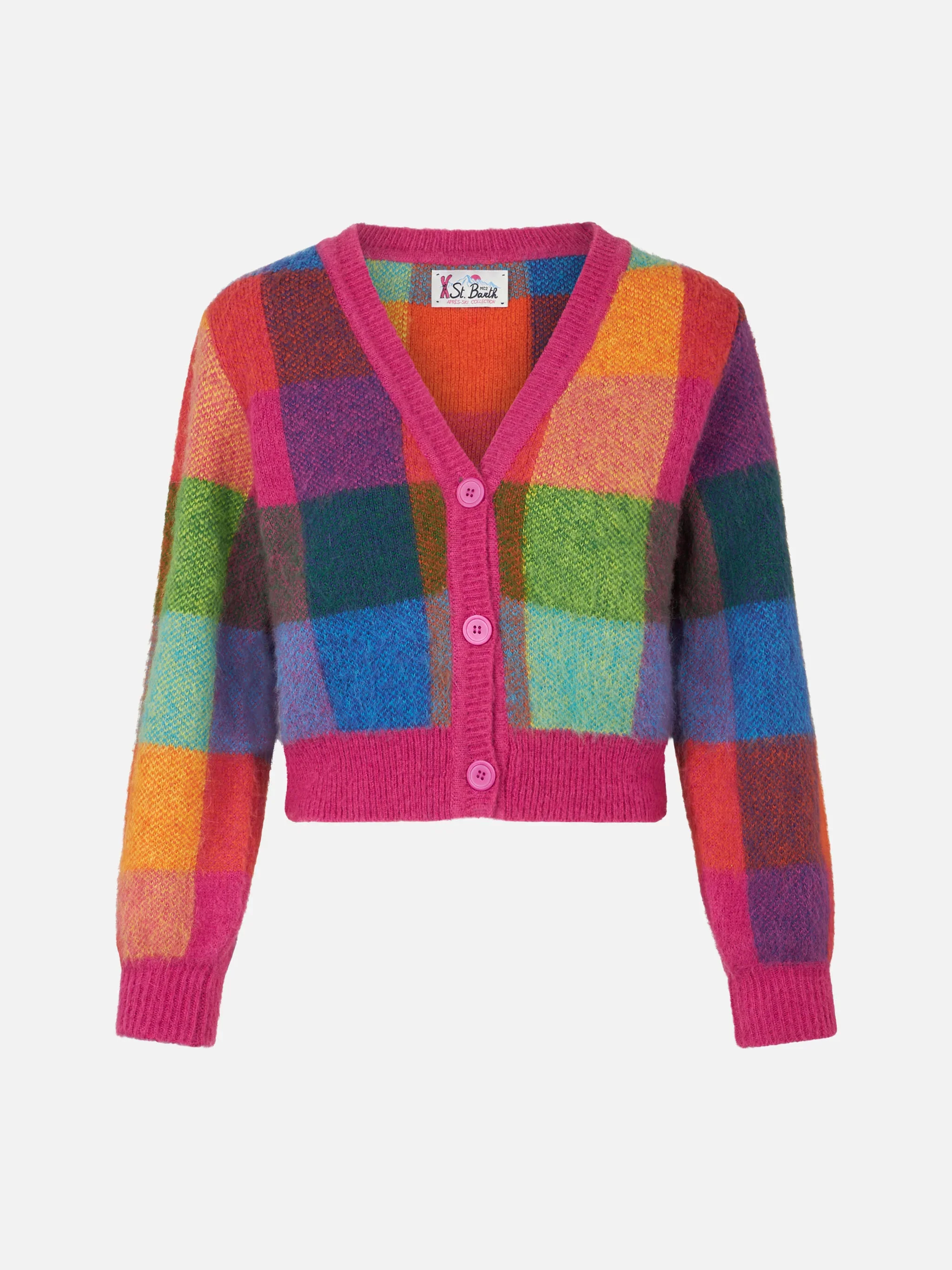 Cardigan Lyza Soft cropped con stampa check - Image 4