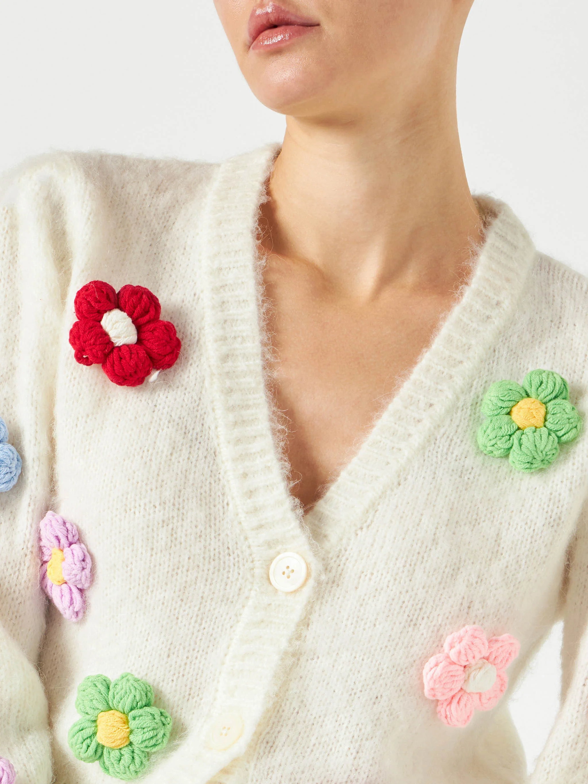 Cardigan Lyza Soft cropped con applicazioni margherite - Image 2
