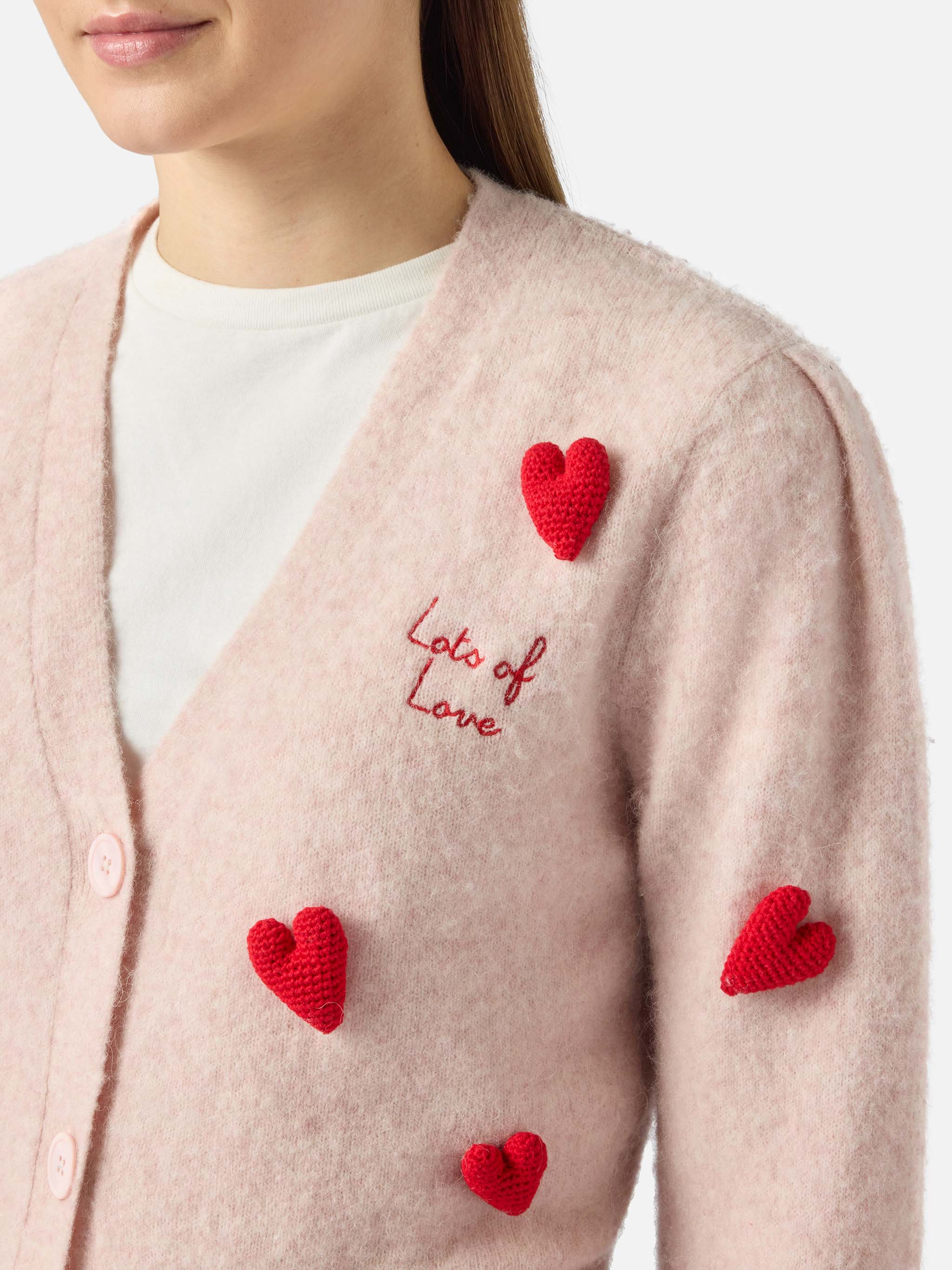 Cardigan Lyza Soft crop con cuori crochet - Image 2