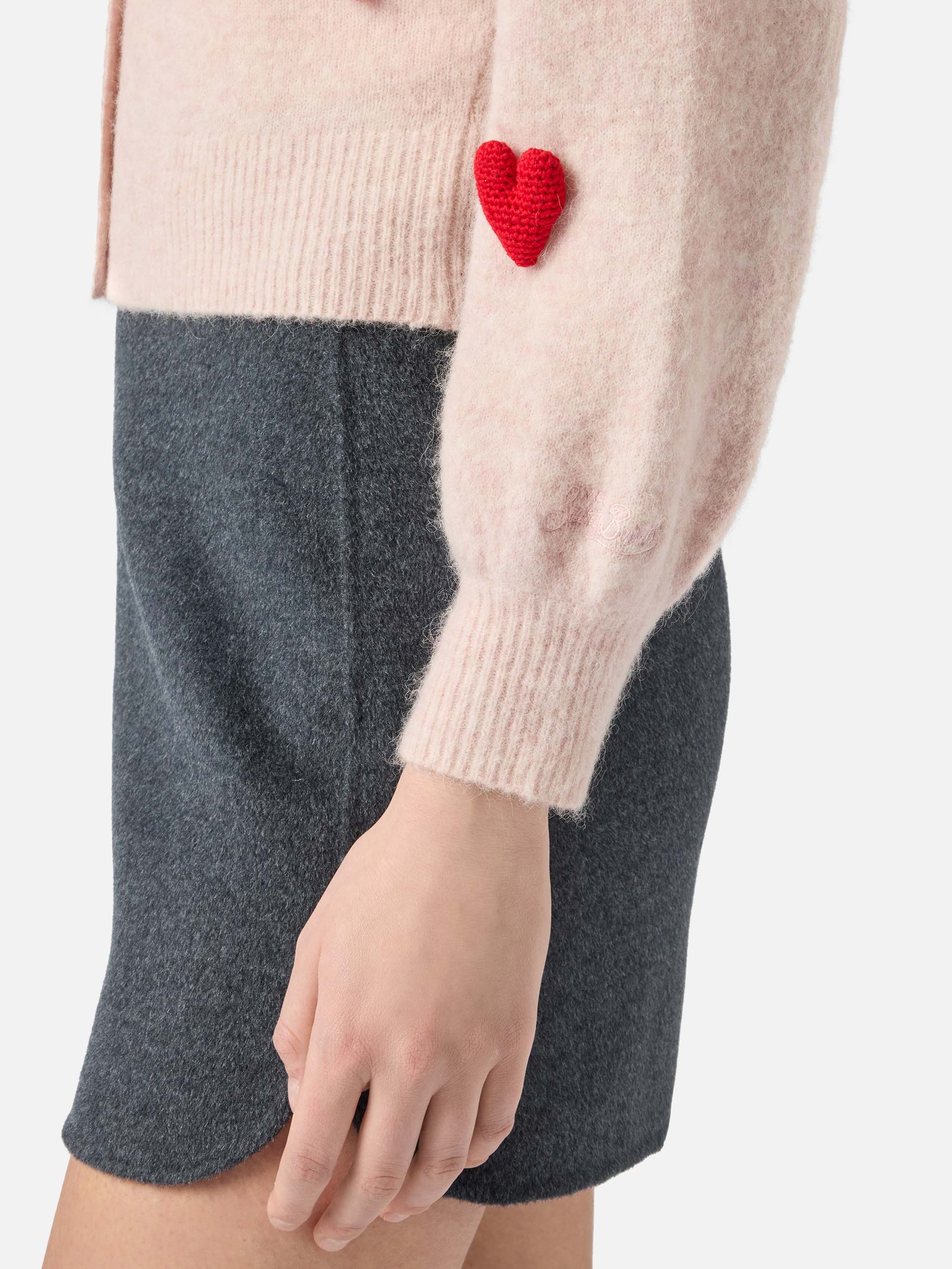 Cardigan Lyza Soft crop con cuori crochet - Image 4