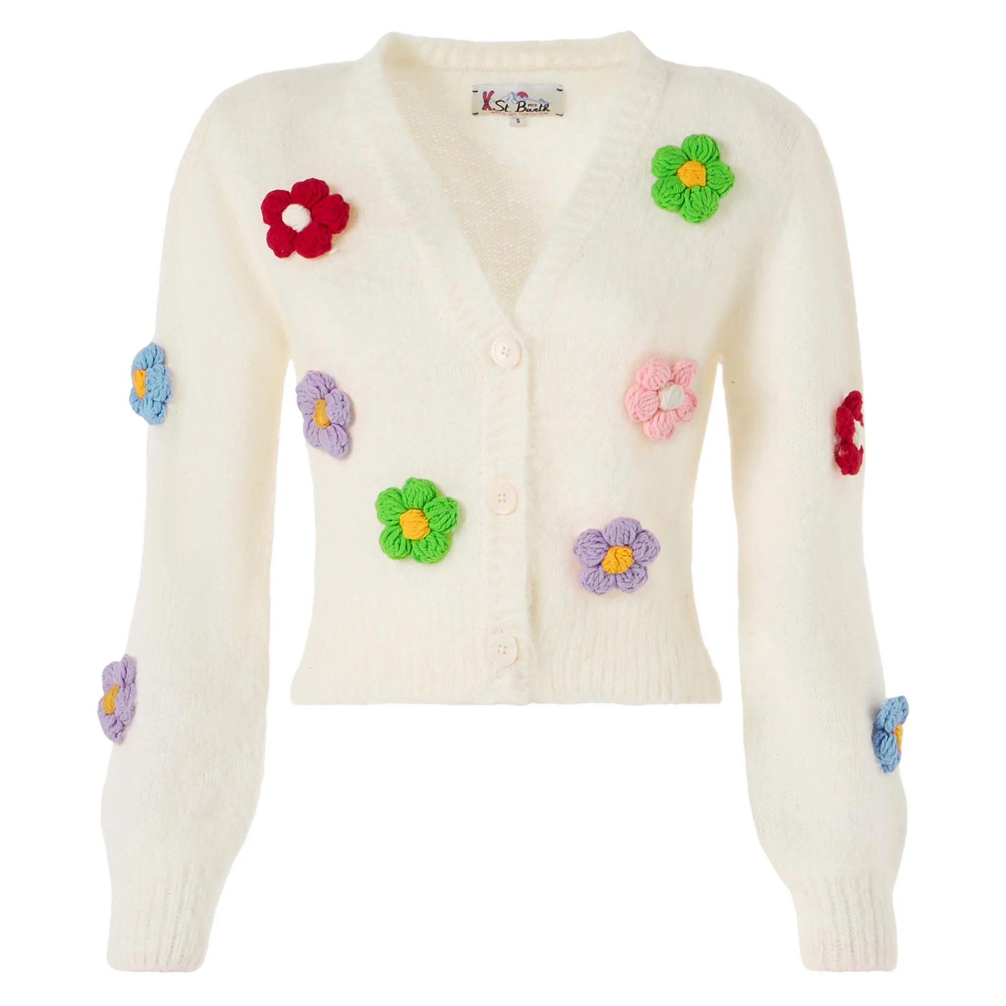Cardigan Lyza Soft cropped con applicazioni margherite - Image 4