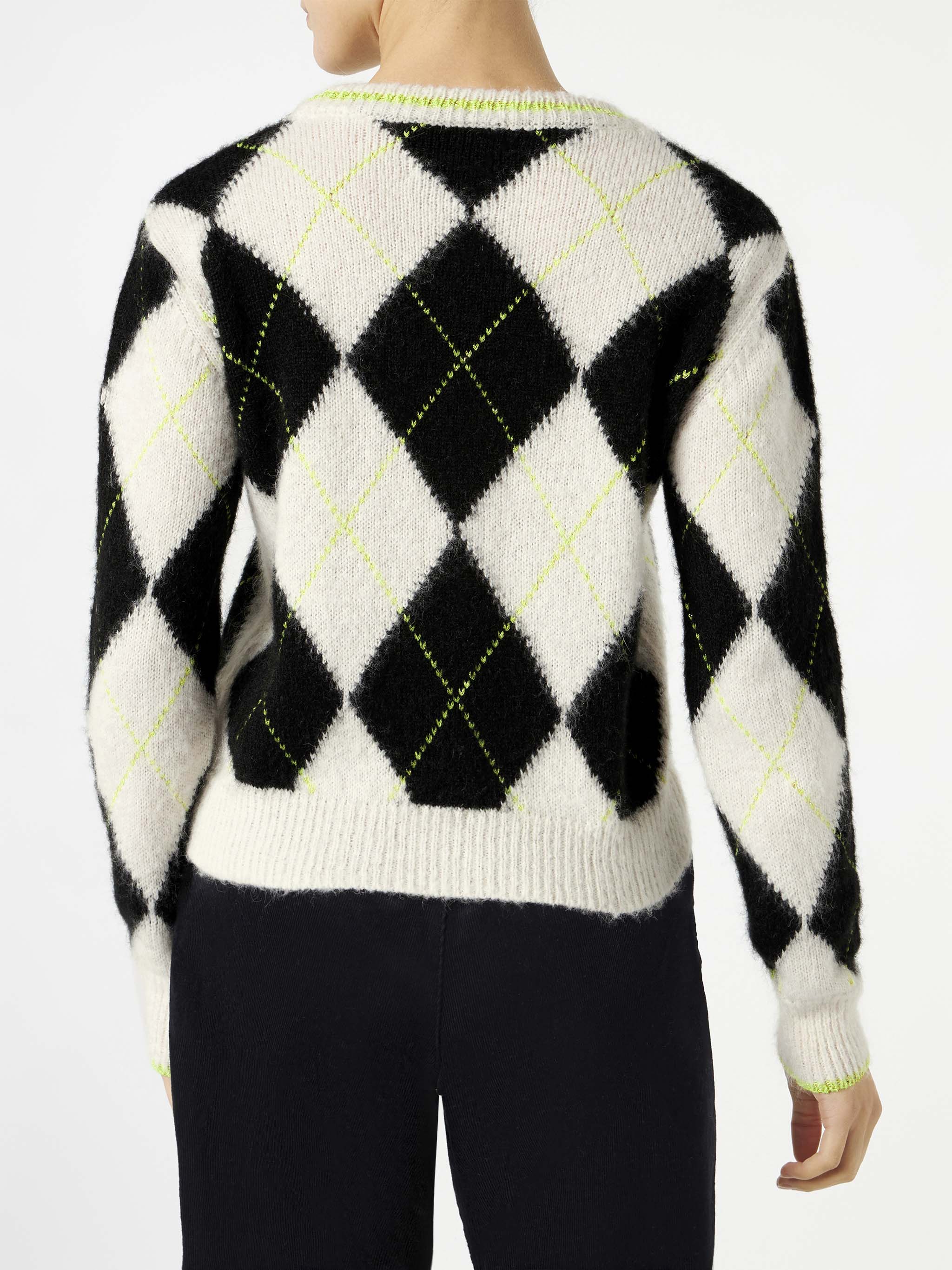 Maglione crop New Queen Soft con fantasia argyle - Image 2