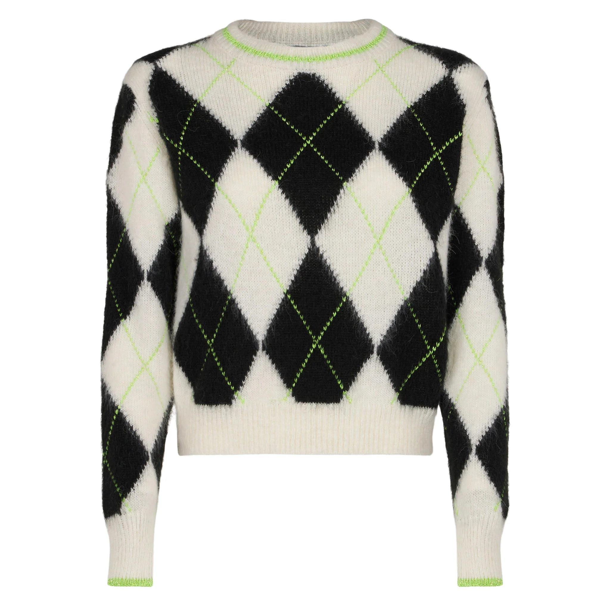 Maglione crop New Queen Soft con fantasia argyle - Image 4
