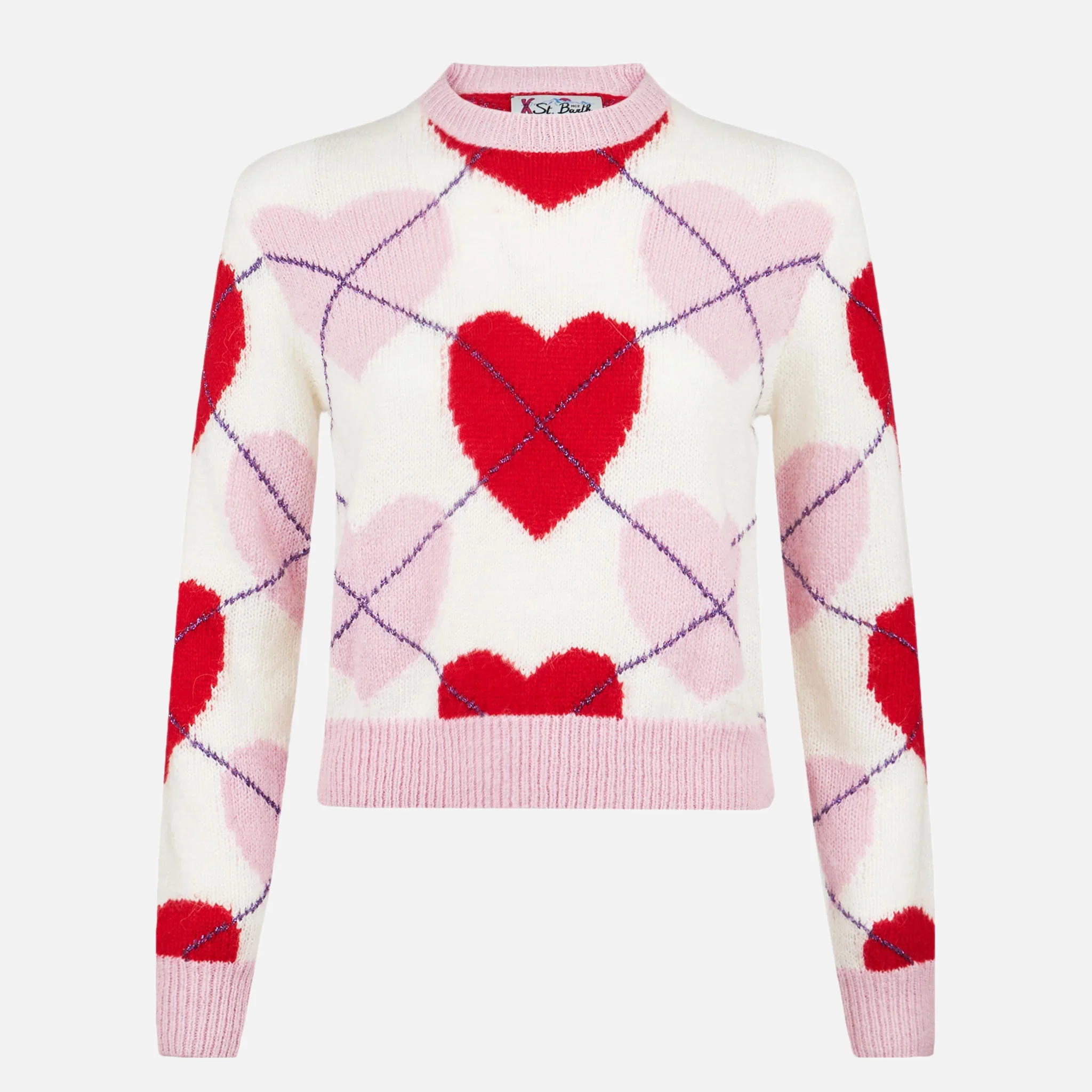 Maglione New Queen Crop Soft con fantasia argyle cuori - Image 4