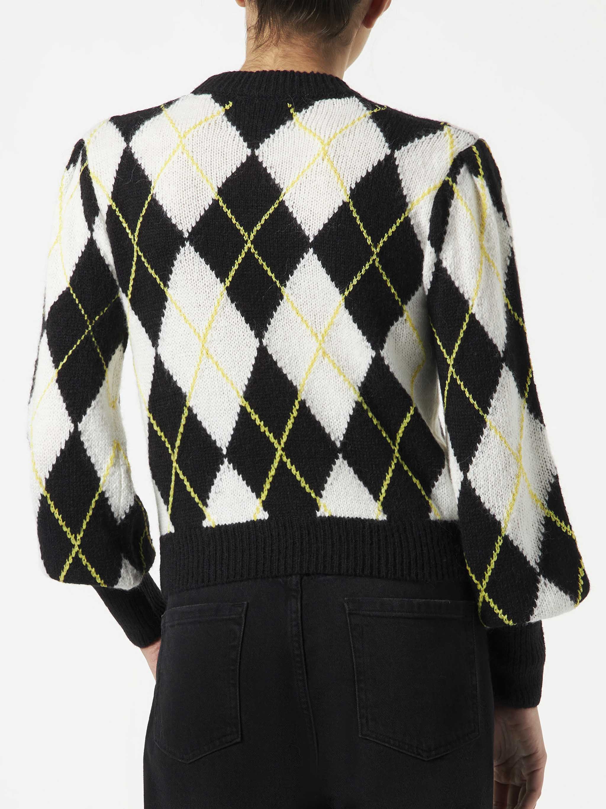 Maglione Bloom Soft con fantasia argyle bianco e grigio - Image 3