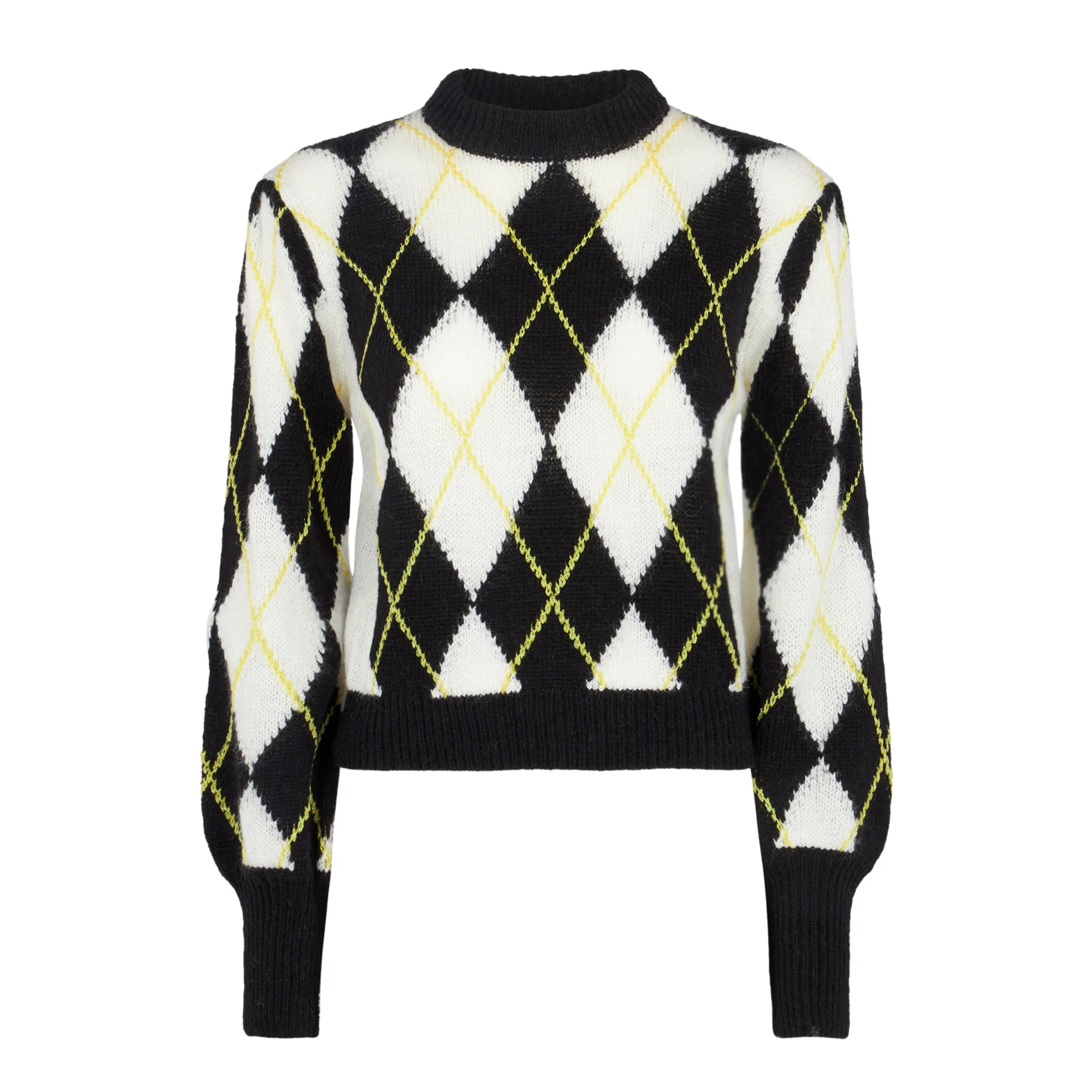 Maglione Bloom Soft con fantasia argyle bianco e grigio - Image 4