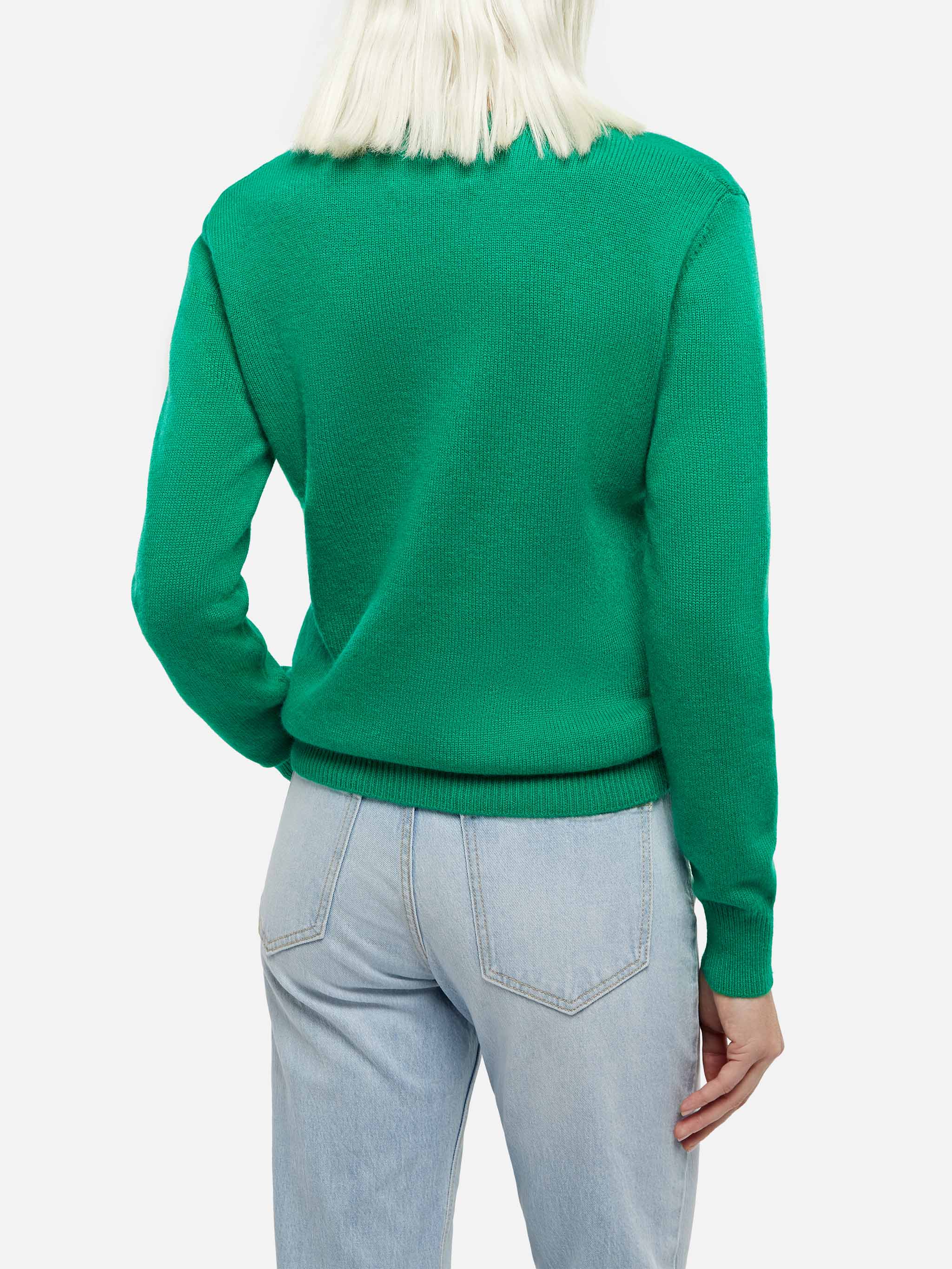 Maglia New Queen in filato spazzolato verde con ricamo Love or not - Image 3