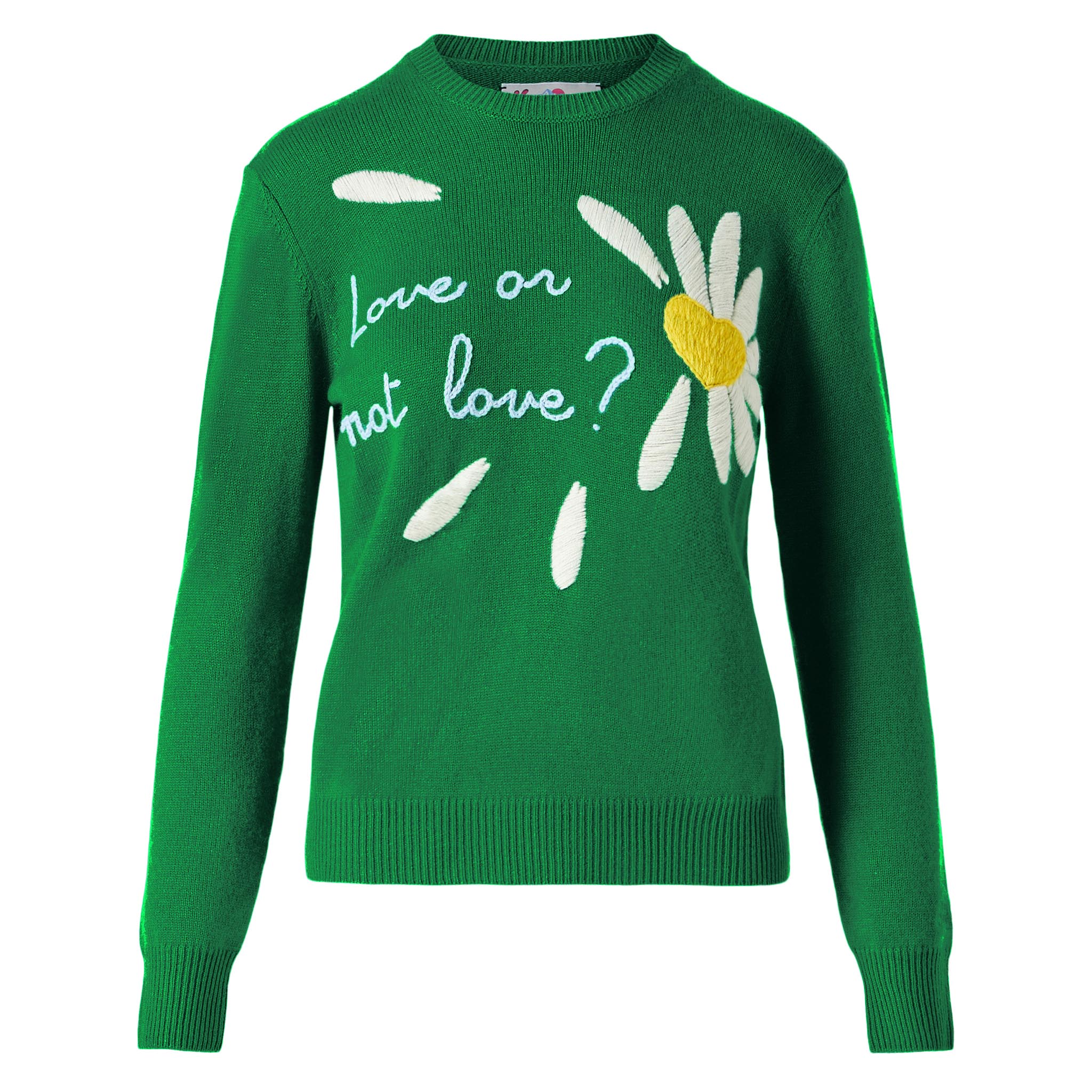 Maglia New Queen in filato spazzolato verde con ricamo Love or not - Image 5