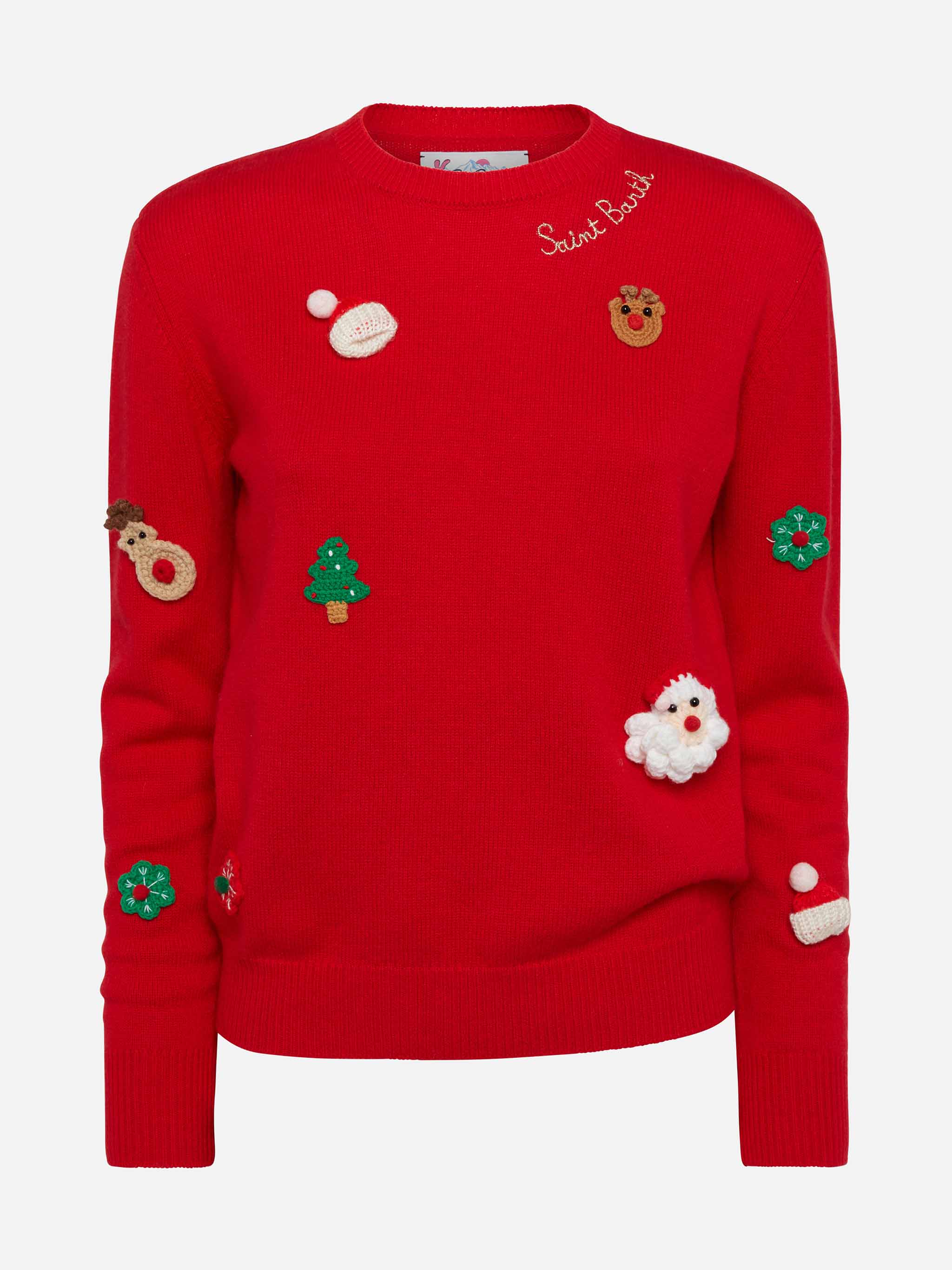 Maglia New Queen brushed rossa con patch natalizie - Image 4