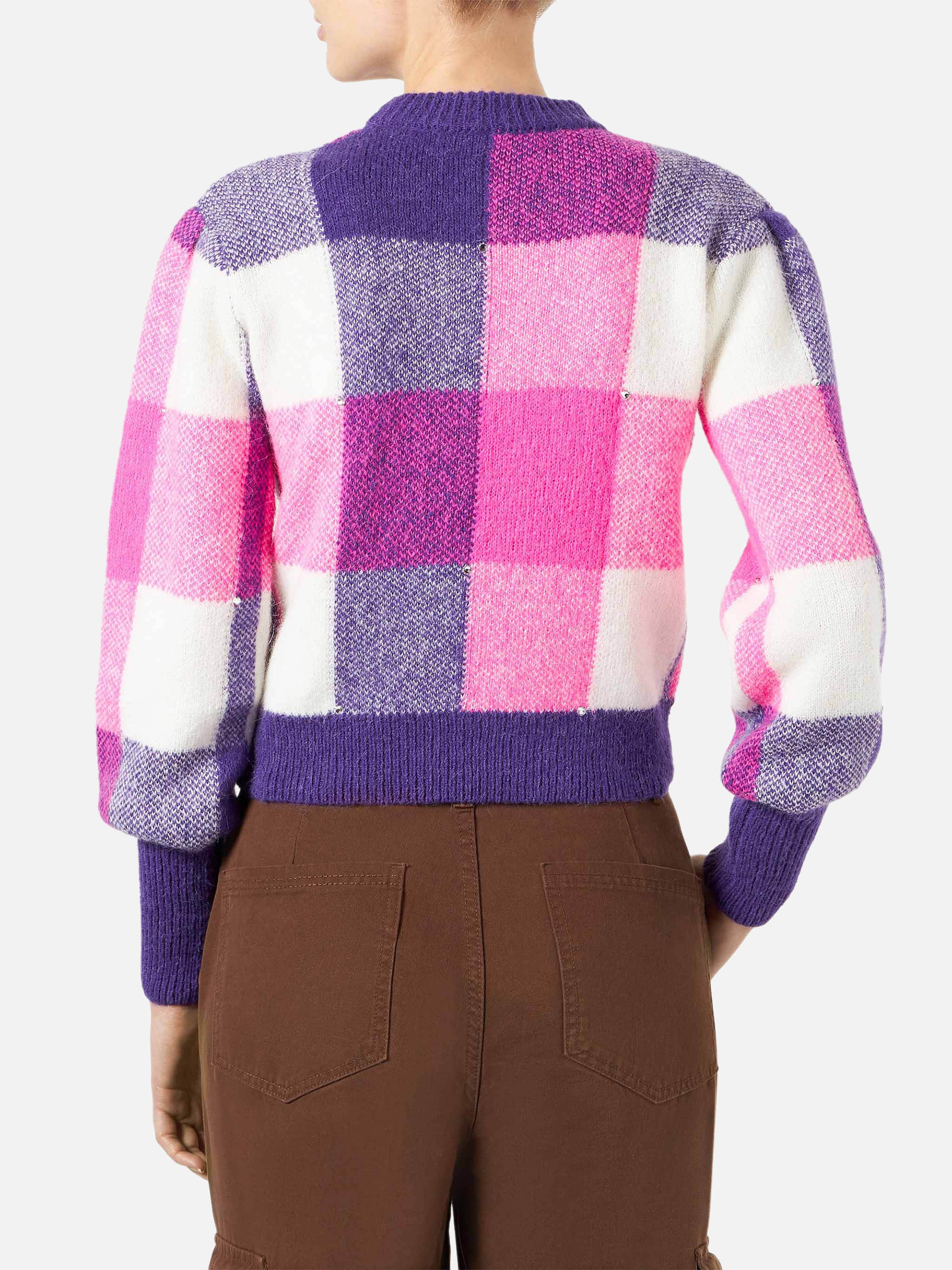 Maglione Bloom Soft con fantasia check e strass - Image 3