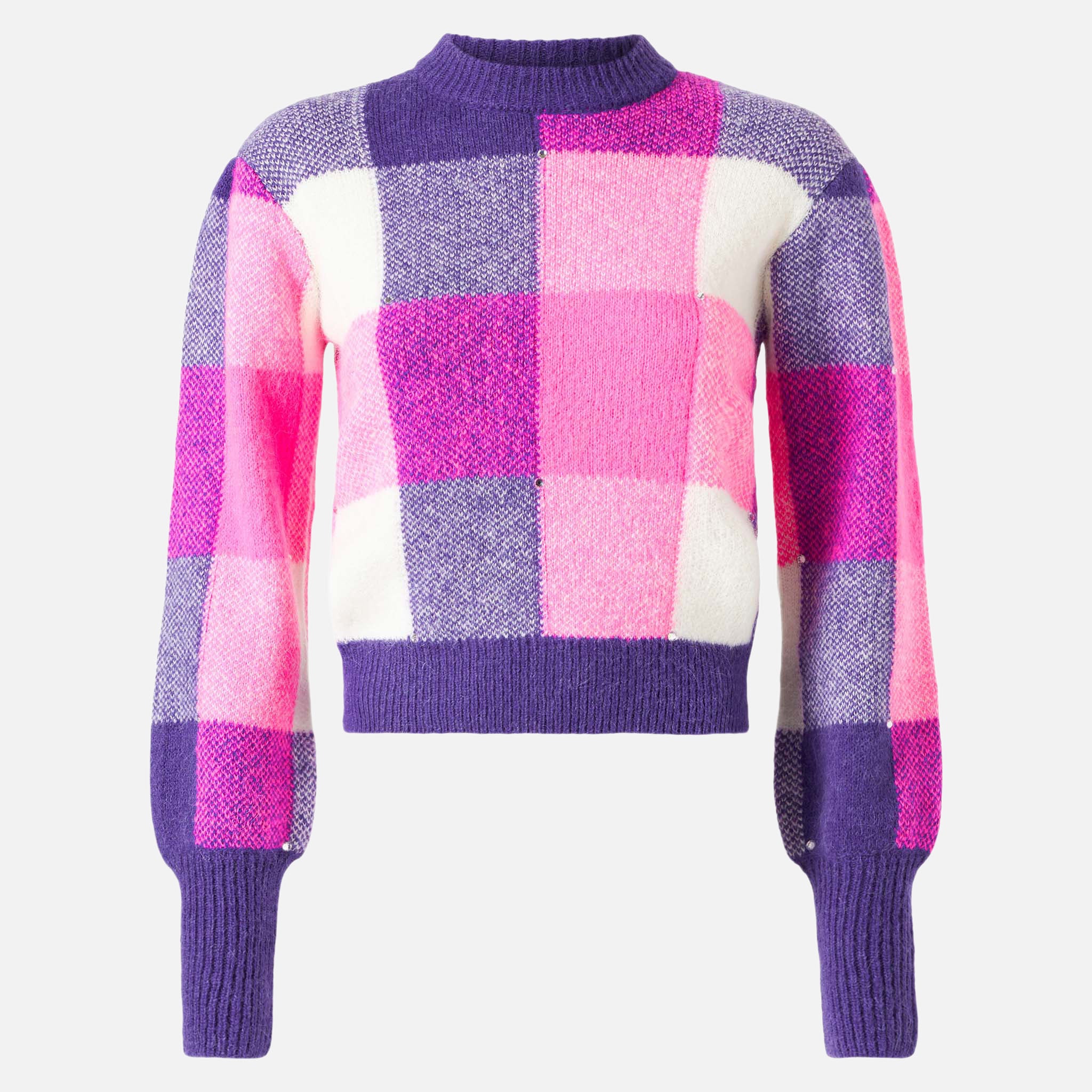 Maglione Bloom Soft con fantasia check e strass - Image 4