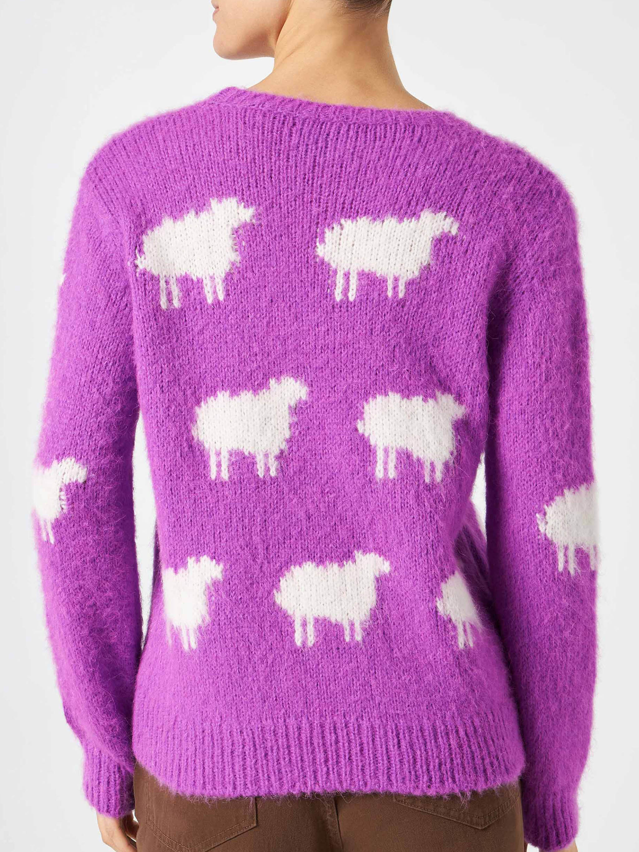 Maglia New Queen effetto brushed lilla con ricamo - Image 3