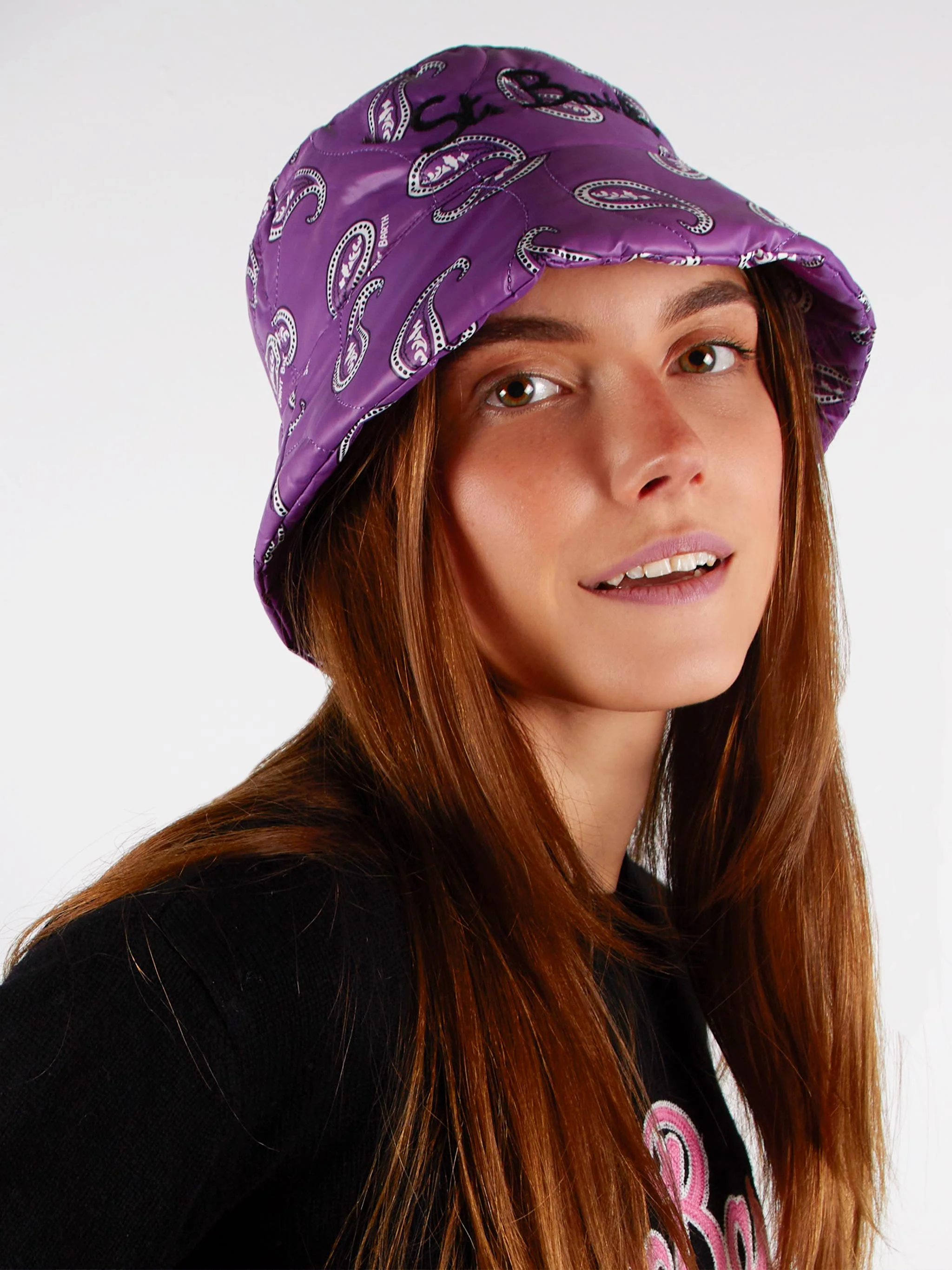Bucket hat Jude con fantasia paisley viola e bianco - Image 4
