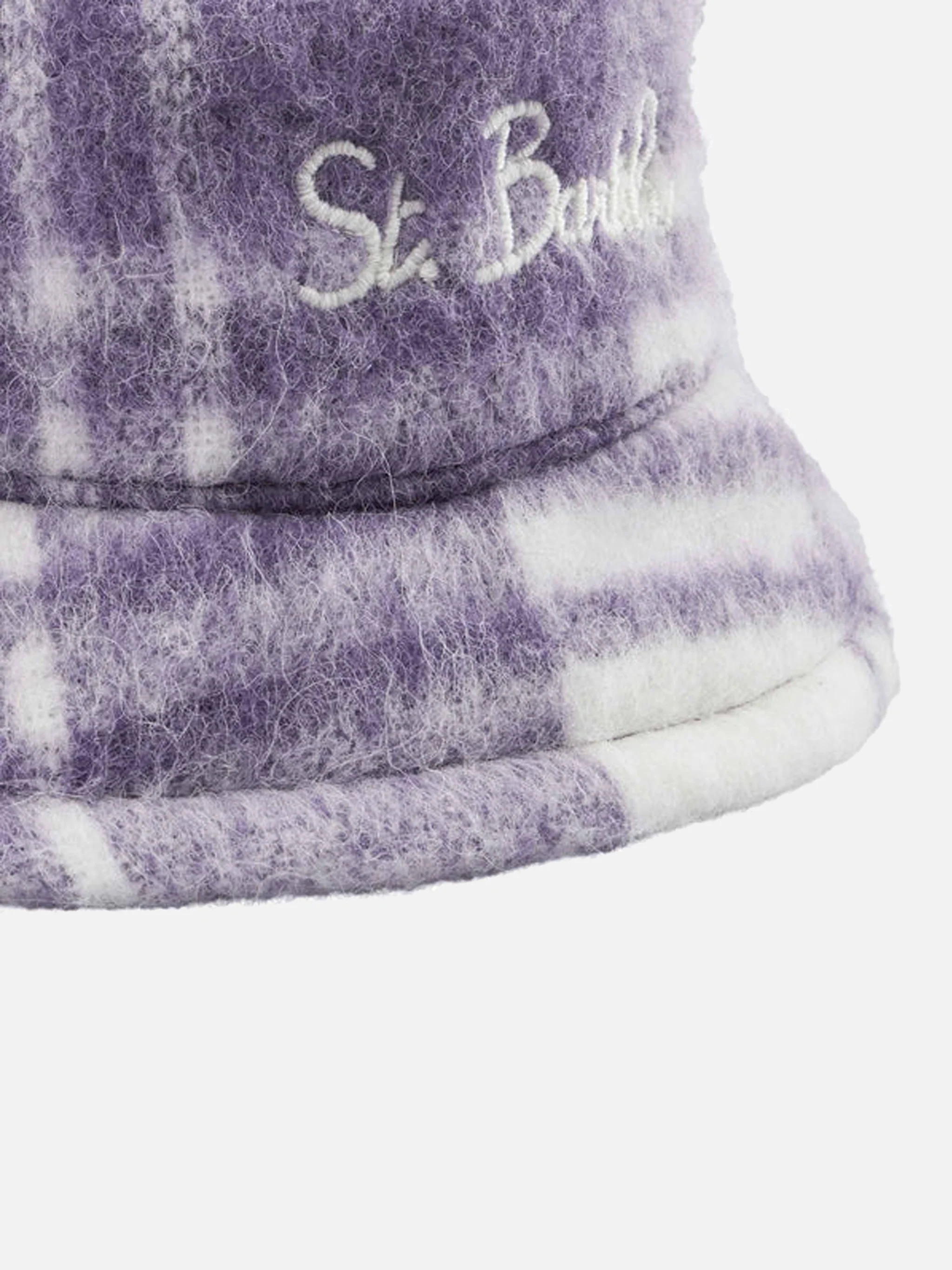 Cappello bucket Jude con stampa tartan bianco e lilla - Image 2