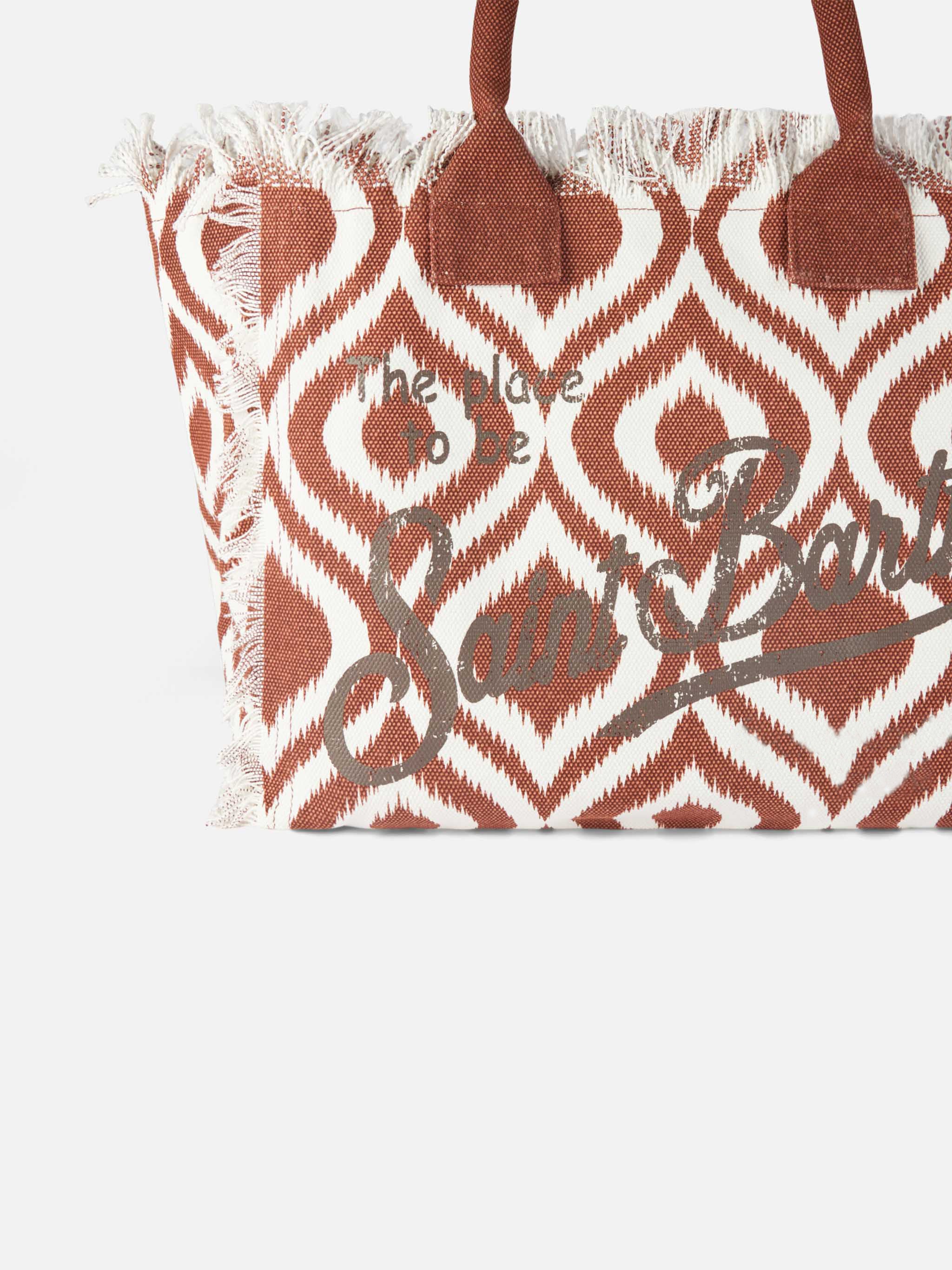 Borsa a spalla Vanity in canvas con stampa ikat - Image 3