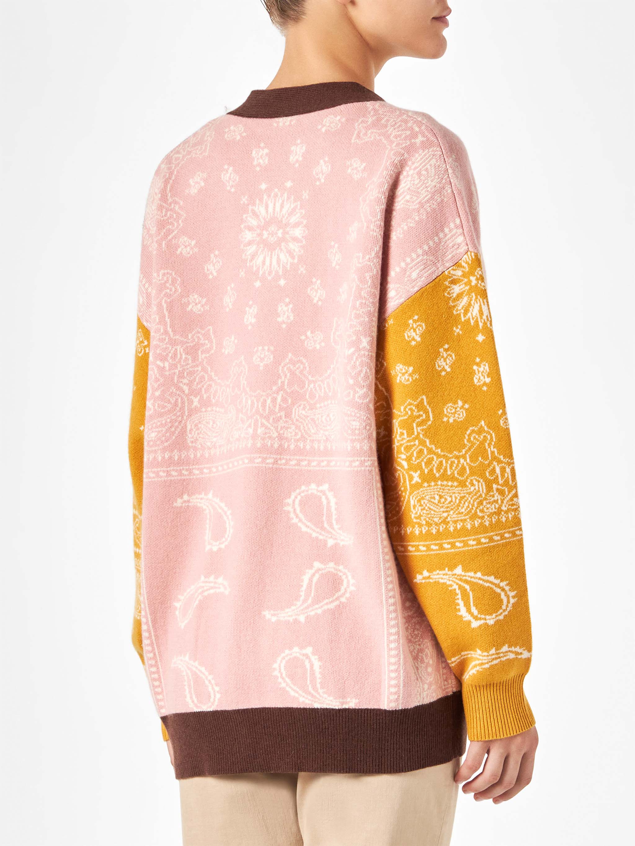 Cardigan Chloe in cashmere misto stampa bandana multicolor - Image 3