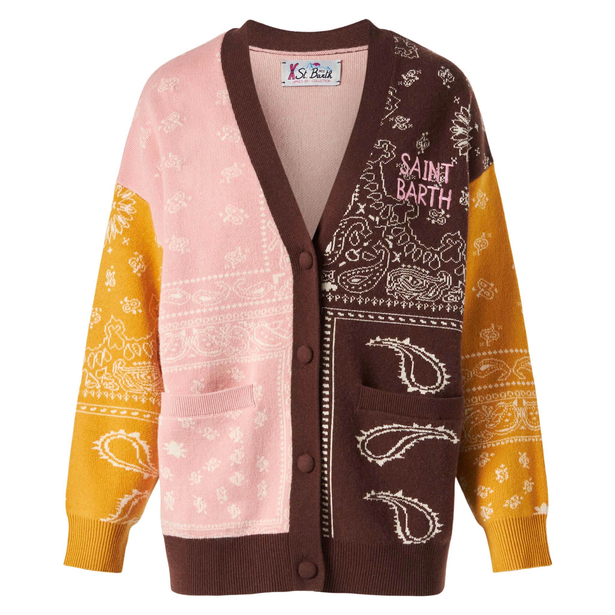 Cardigan Chloe in cashmere misto stampa bandana multicolor - Image 4