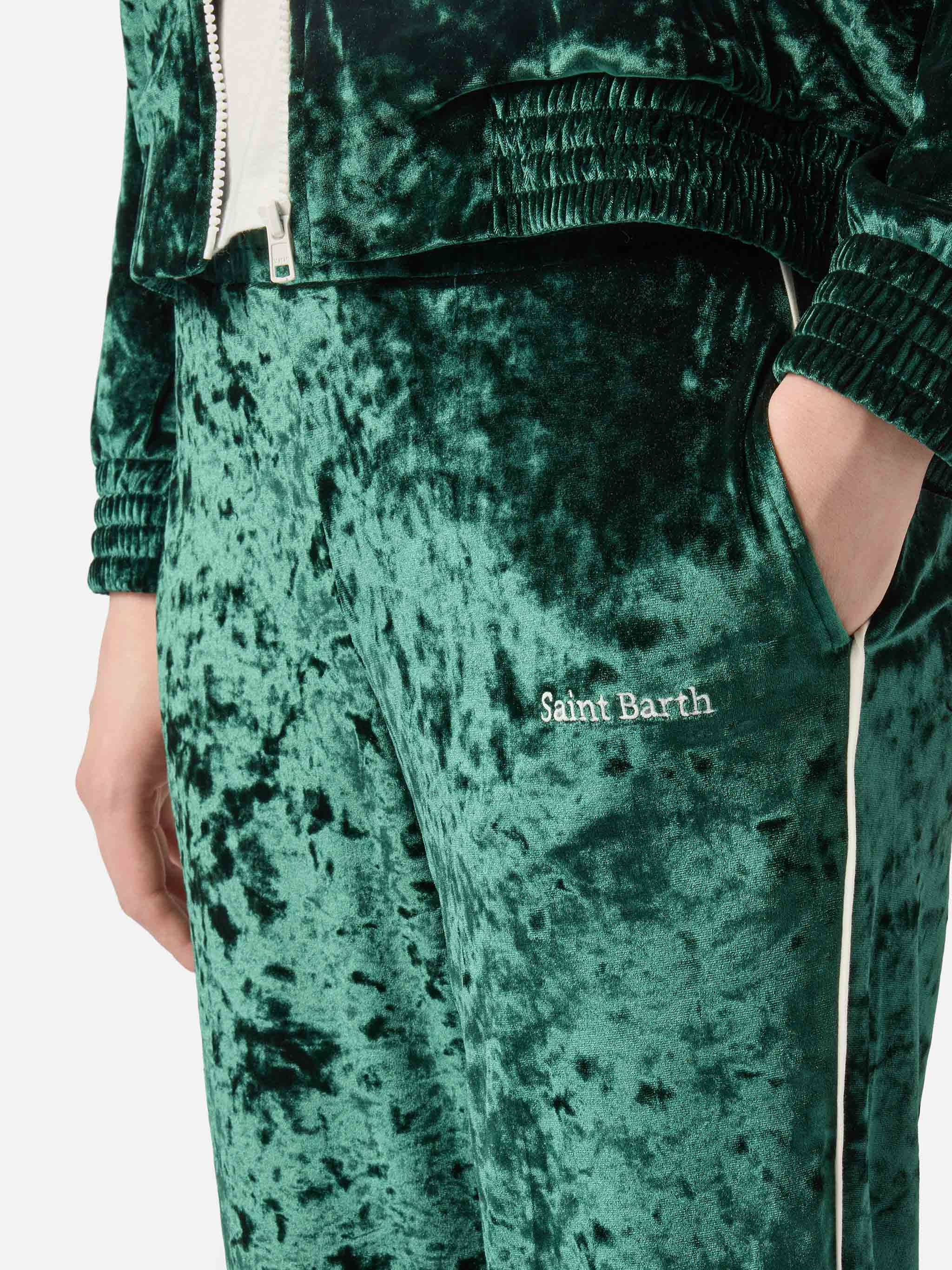 Pantaloni Yvonne in ciniglia verde - Image 3
