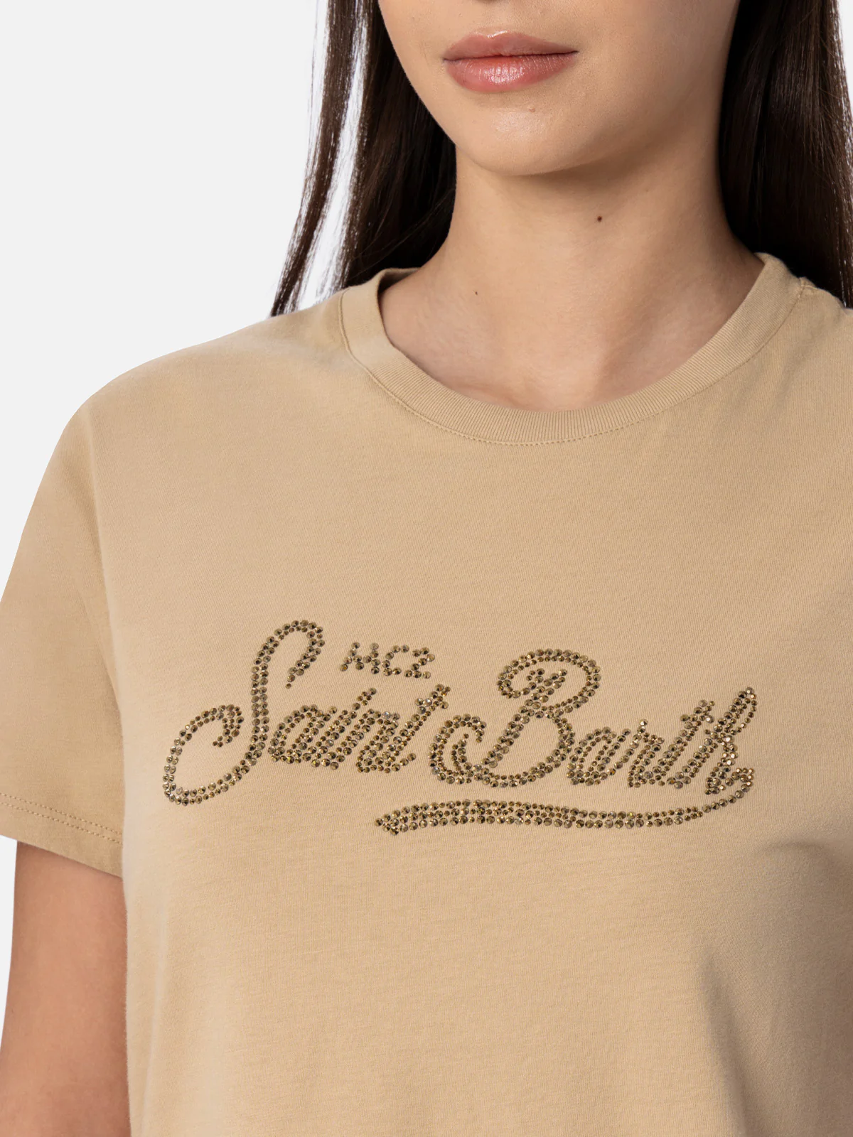 T-shirt Emilie in cotone con ricamo strass - Image 2