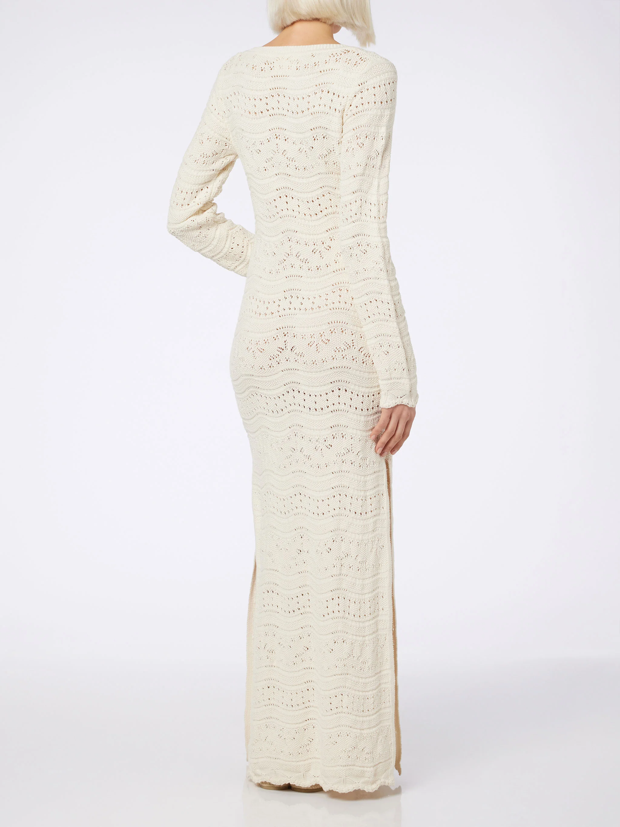 Abito midi Belly in maglia traforata panna - Image 2