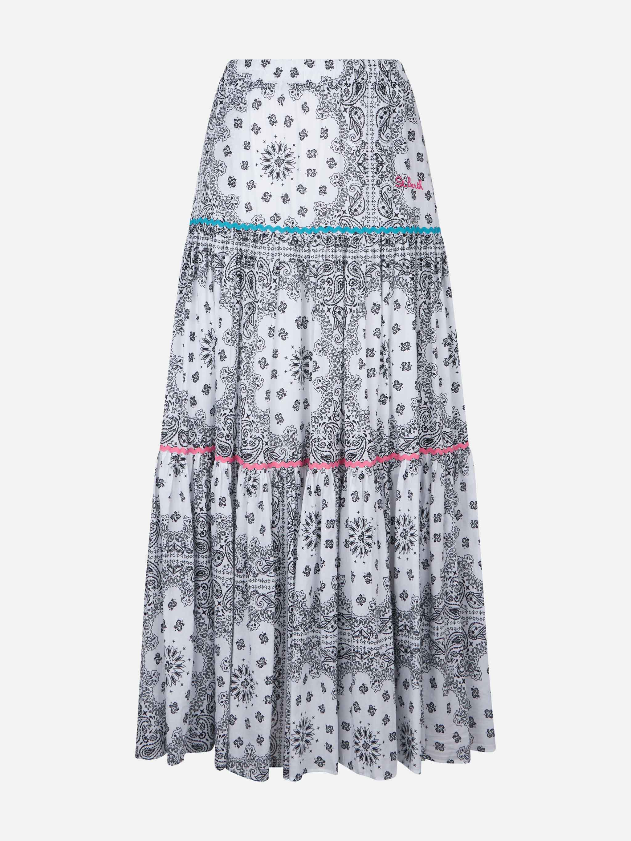 Gonna lunga da donna in cotone con stampa bandana - Image 3