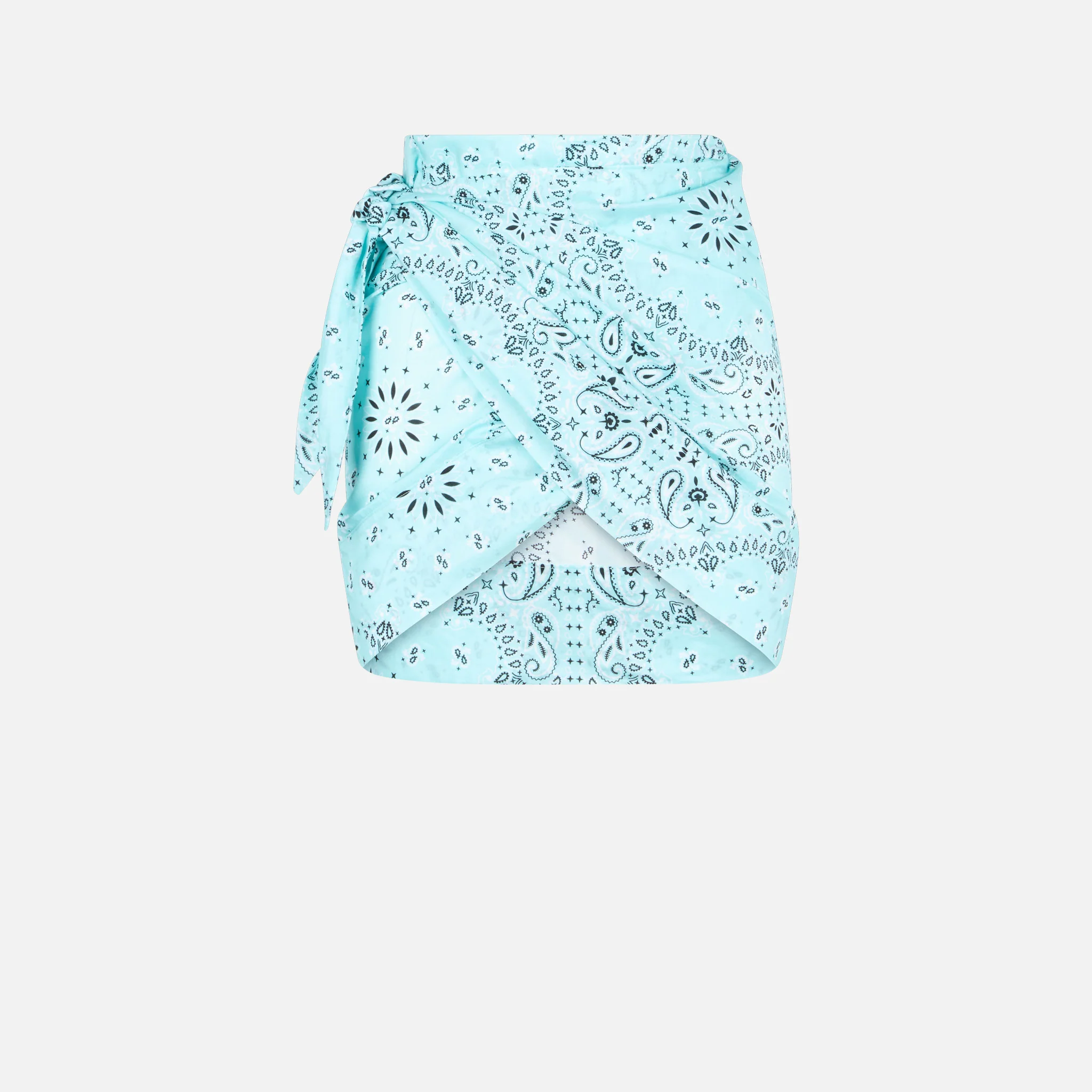 Gonna pareo Angie in cotone con fantasia bandana verde acqua - Image 4