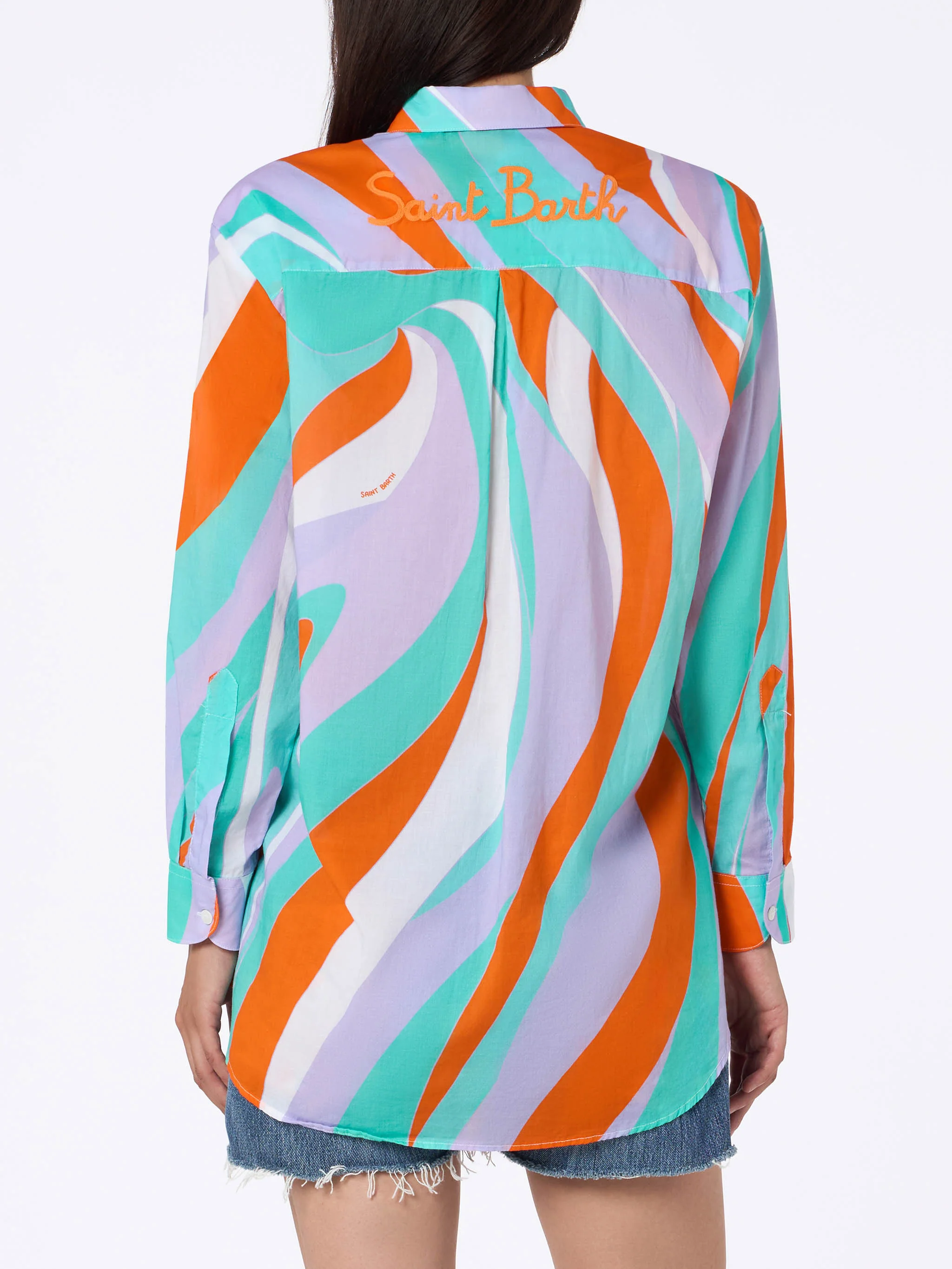 Camicia Brigitte in cotone con stampa shape wave - Image 3