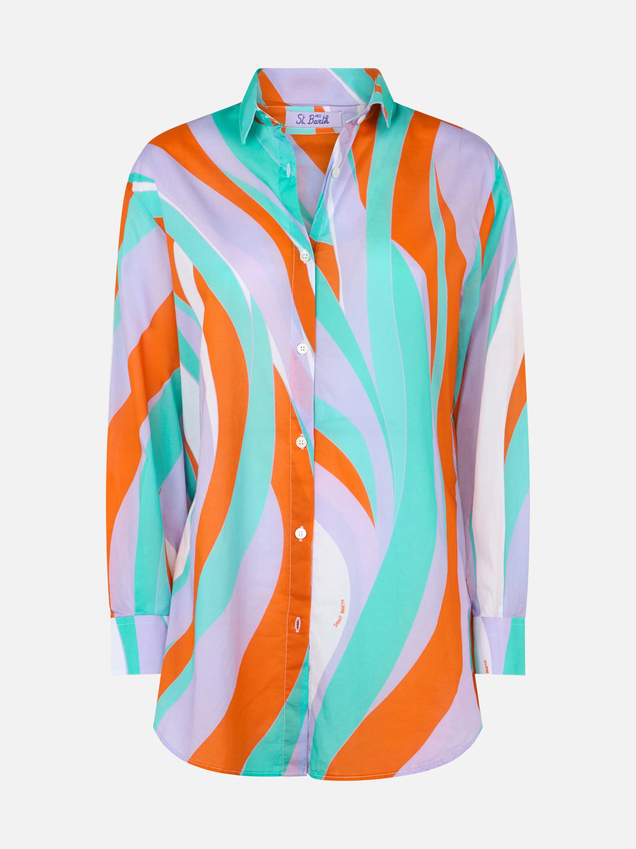 Camicia Brigitte in cotone con stampa shape wave - Image 4