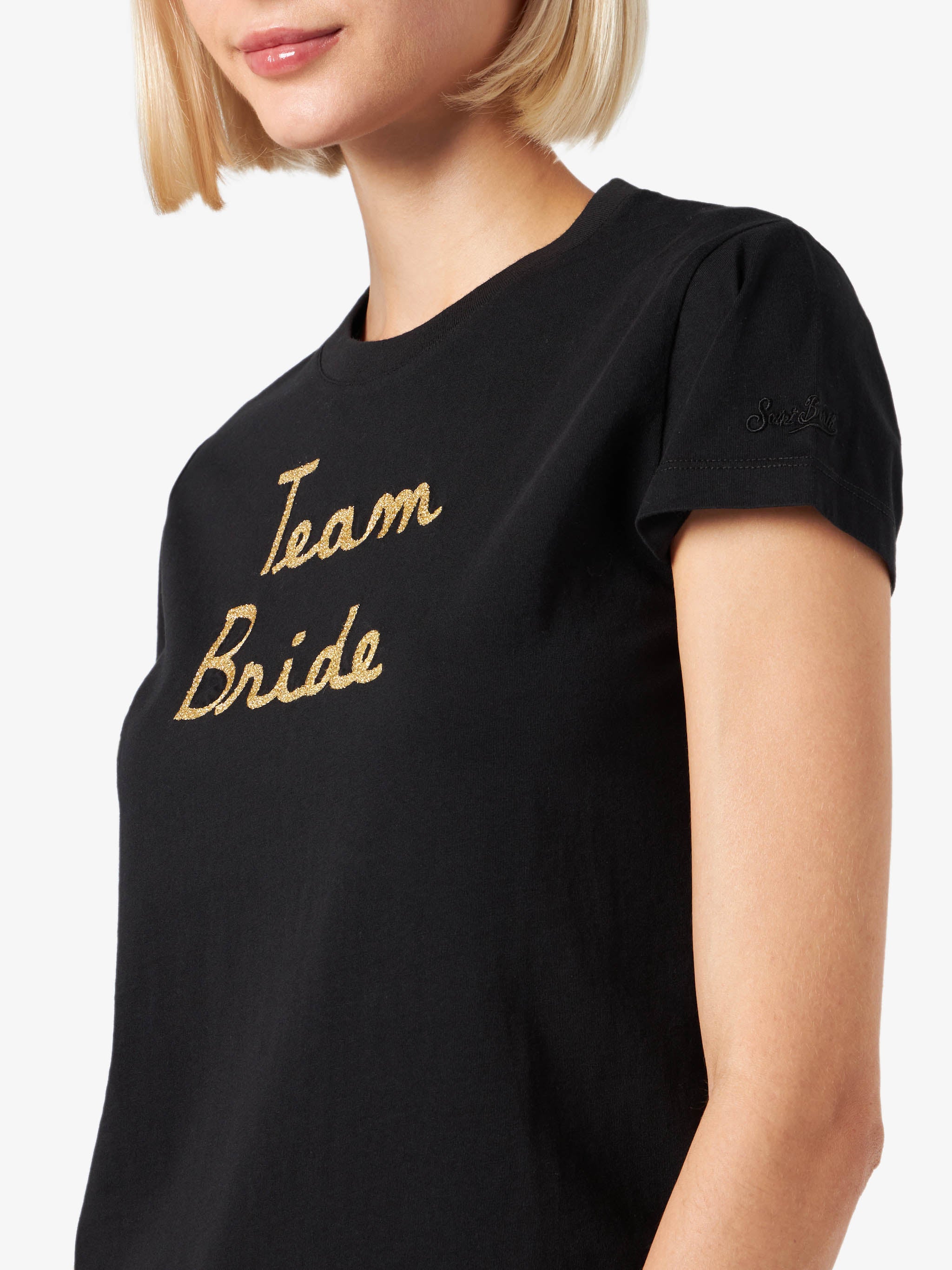 T-shirt Nadir in cotone nero con stampa e ricamo - Image 2