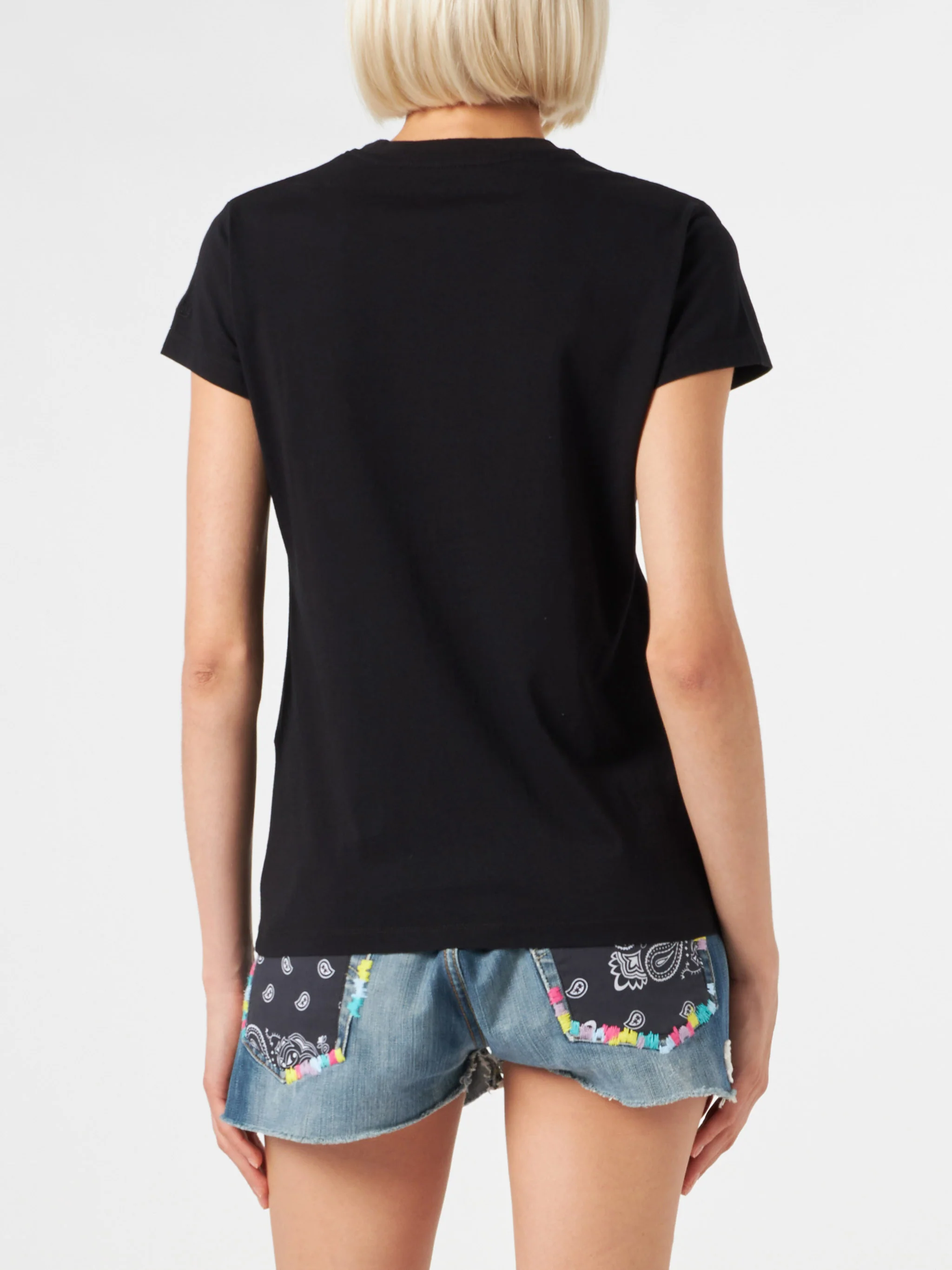 T-shirt Nadir in cotone nero con stampa e ricamo - Image 3