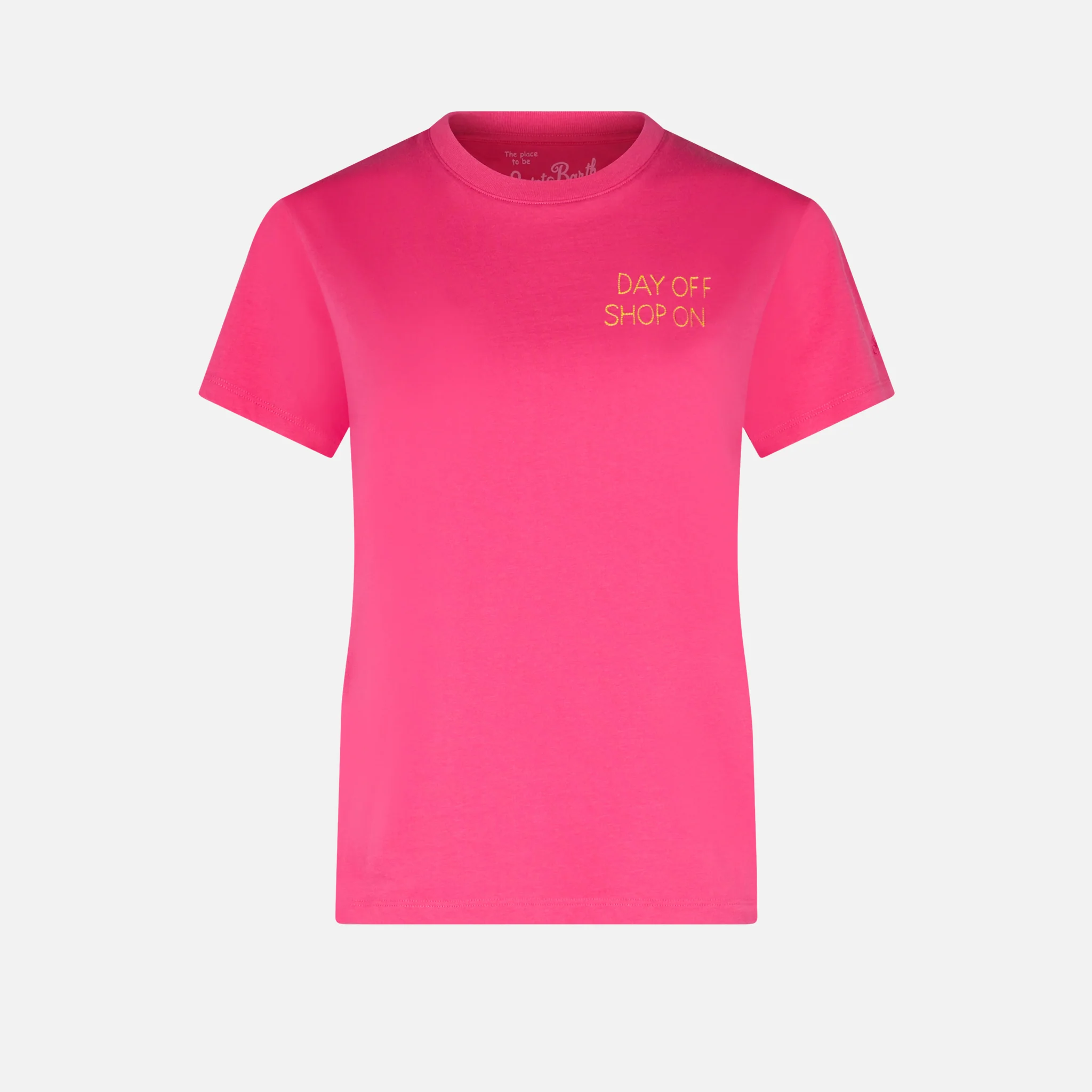 T-shirt Emilie in cotone fucsia con ricamo - Image 5