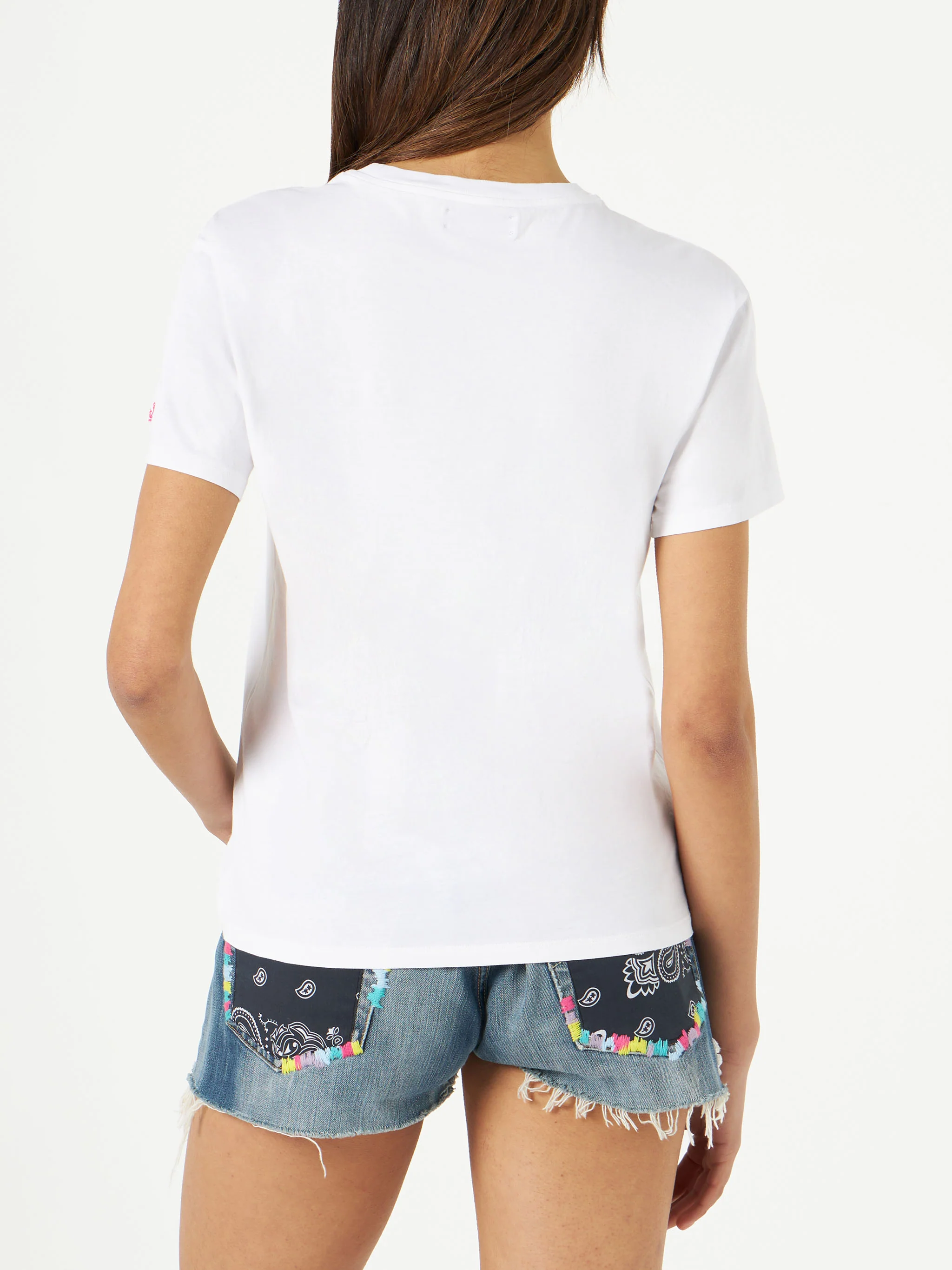 T-shirt Emilie in cotone bianco con stampa Mushrooms Ibiza - Image 3