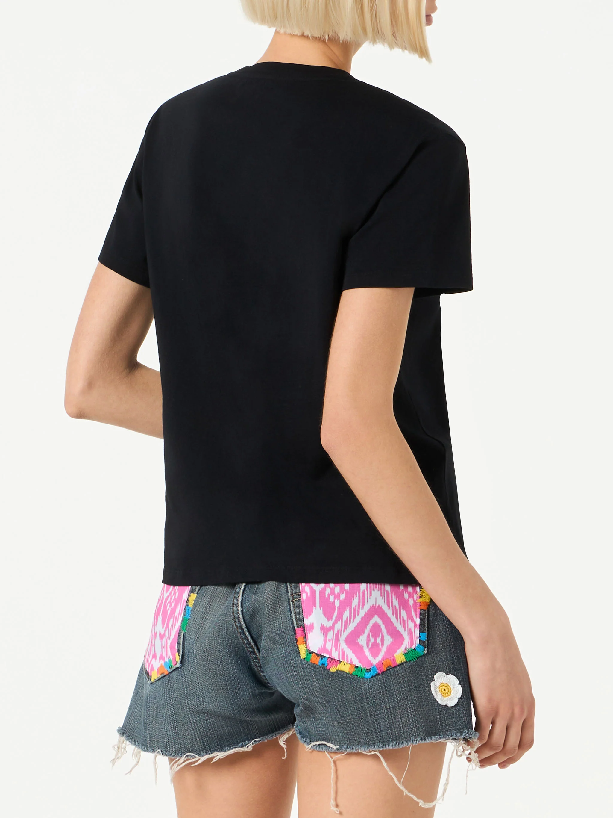 T-shirt Emilie nera con ricamo strass Bride Girl - Image 3