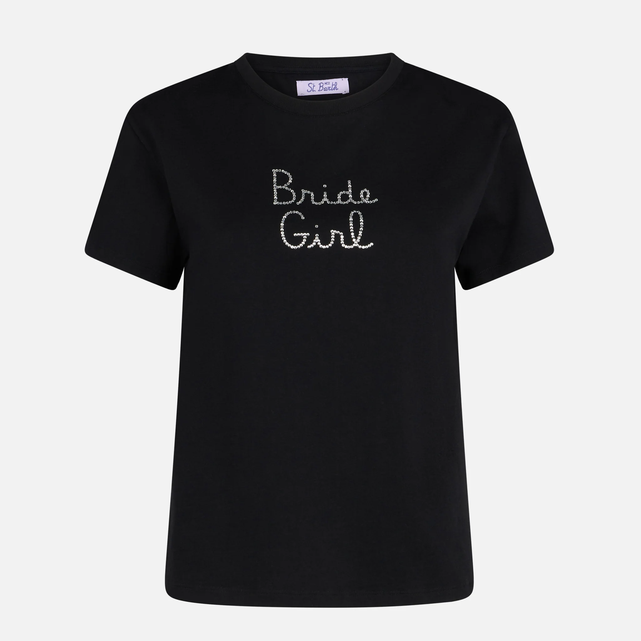T-shirt Emilie nera con ricamo strass Bride Girl - Image 4