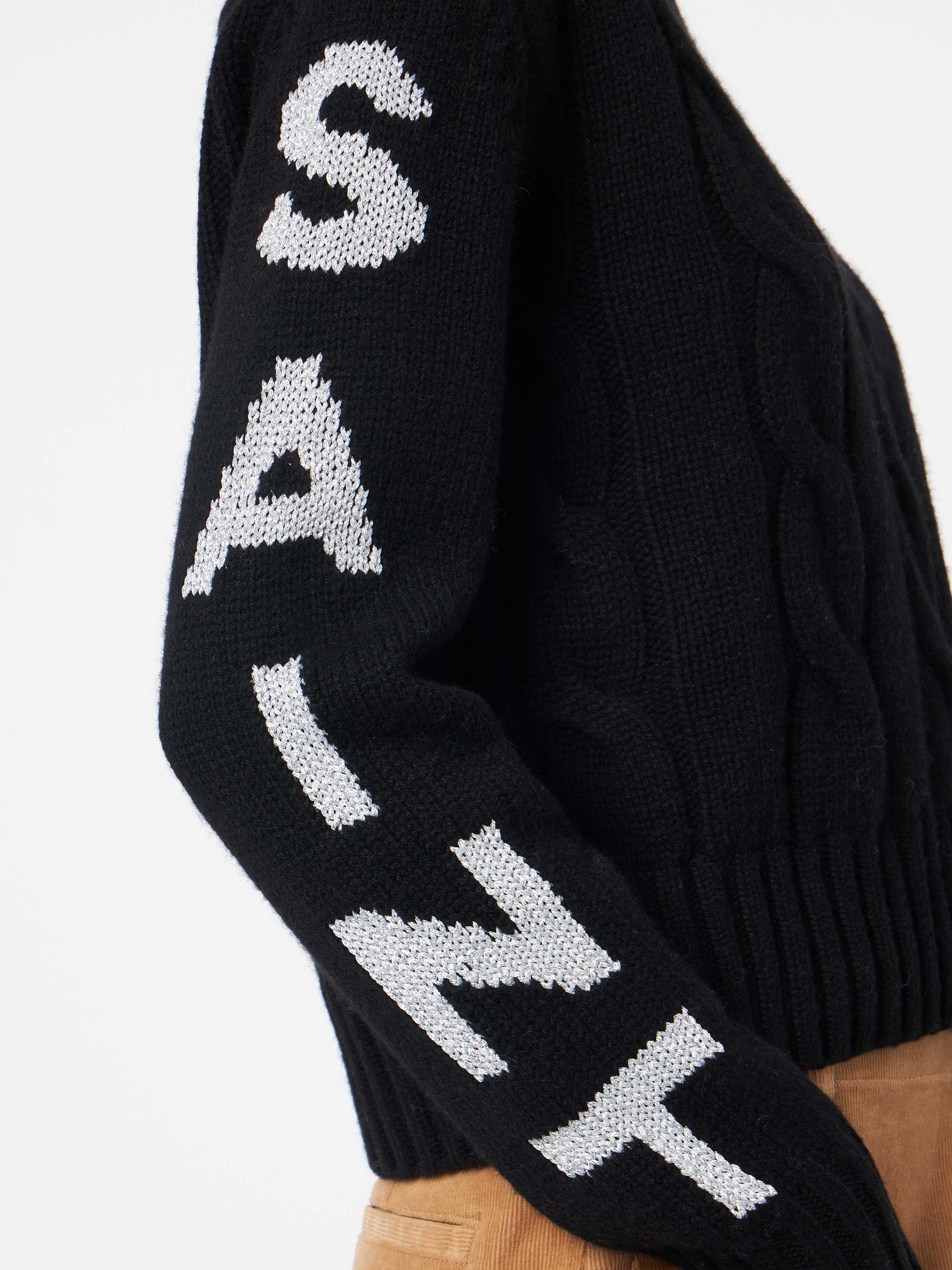 Maglia Malmo in filato misto nero con logo lurex - Image 3
