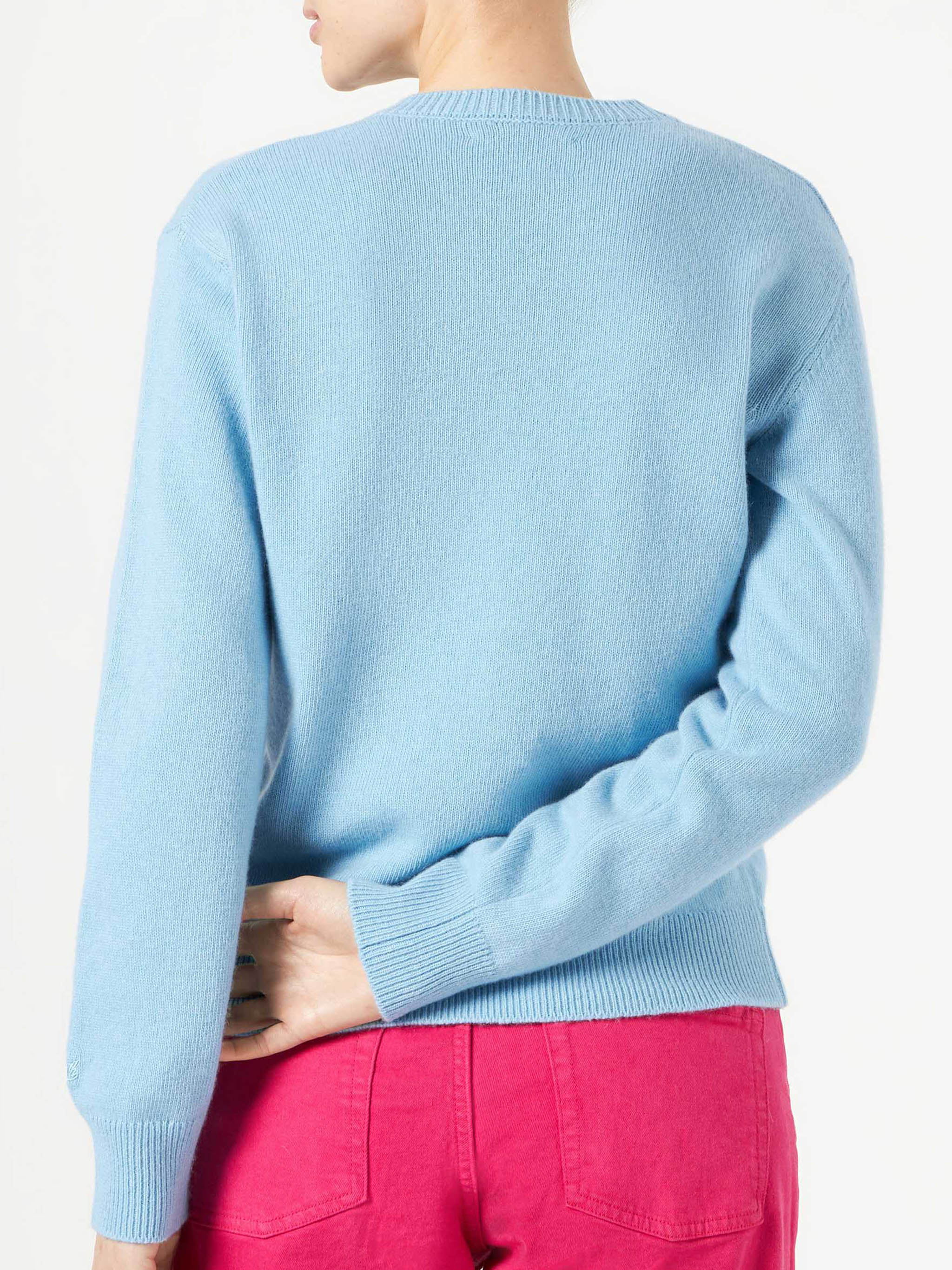 Maglia New Queen con jacquard Compulsive Shopper azzurra - Image 3