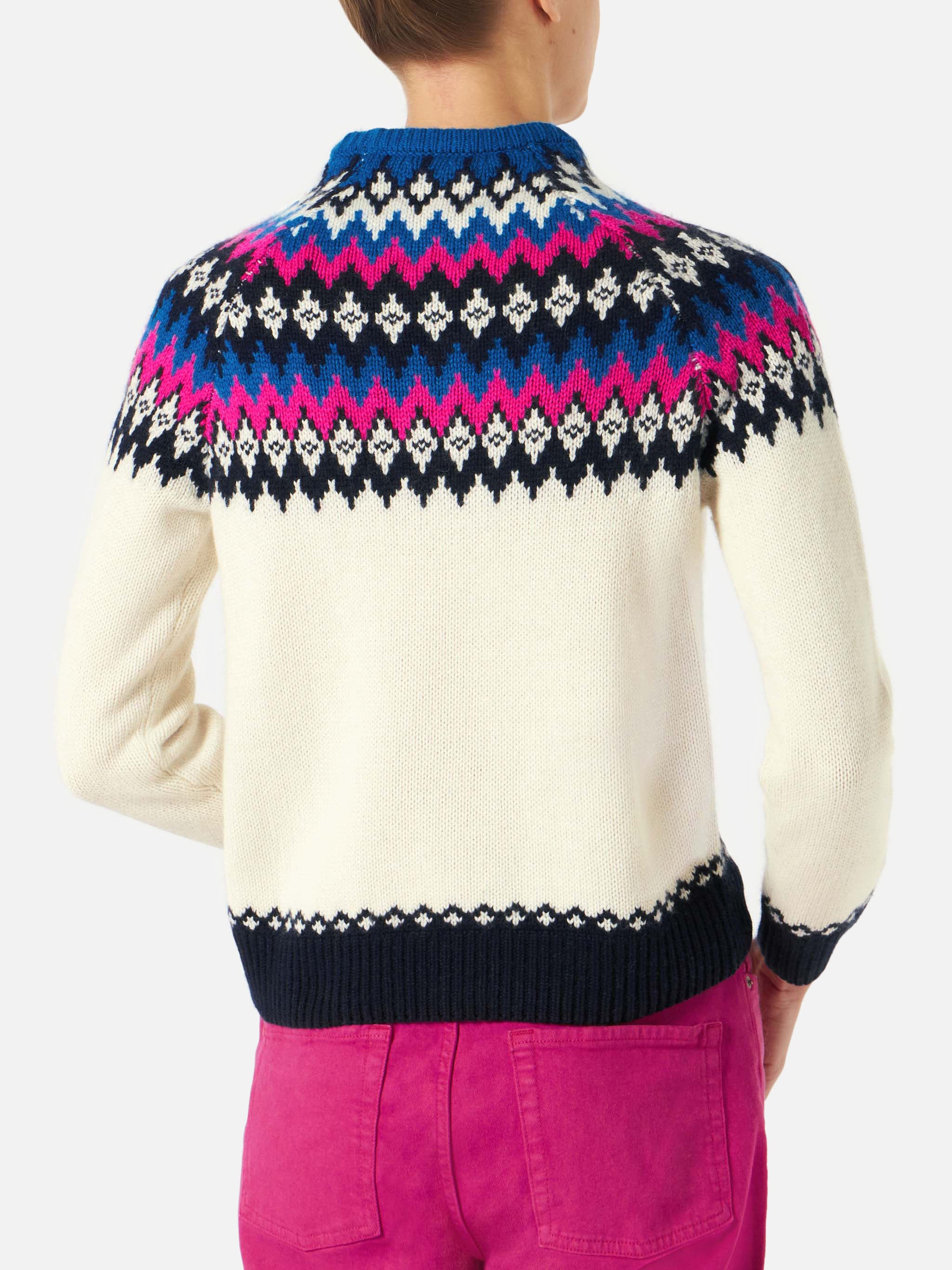 Maglione New Queen Nordic bianco con fantasia jacquard - Image 4