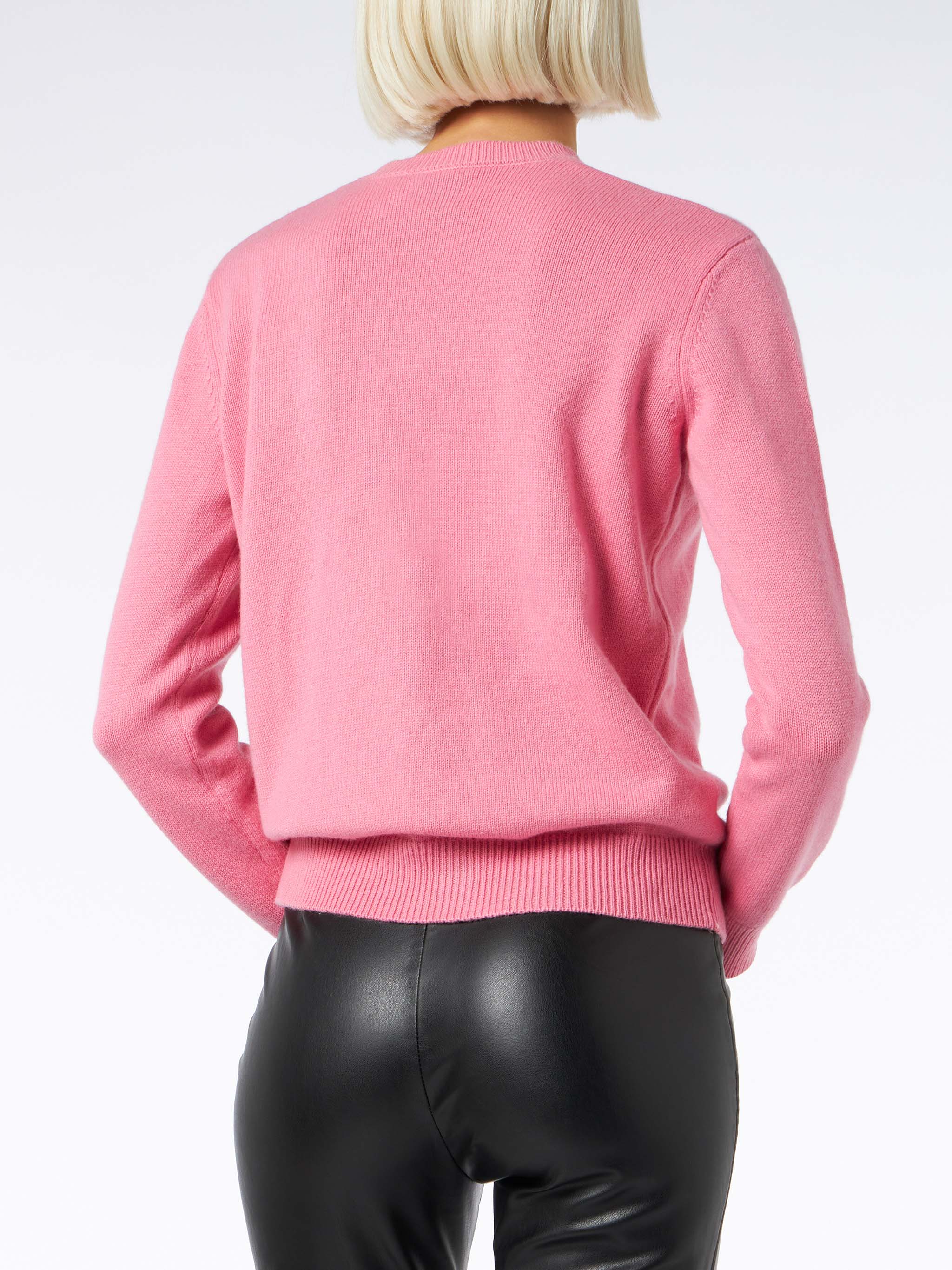 Maglione rosa a girocollo con stampa I love to Love - Image 3
