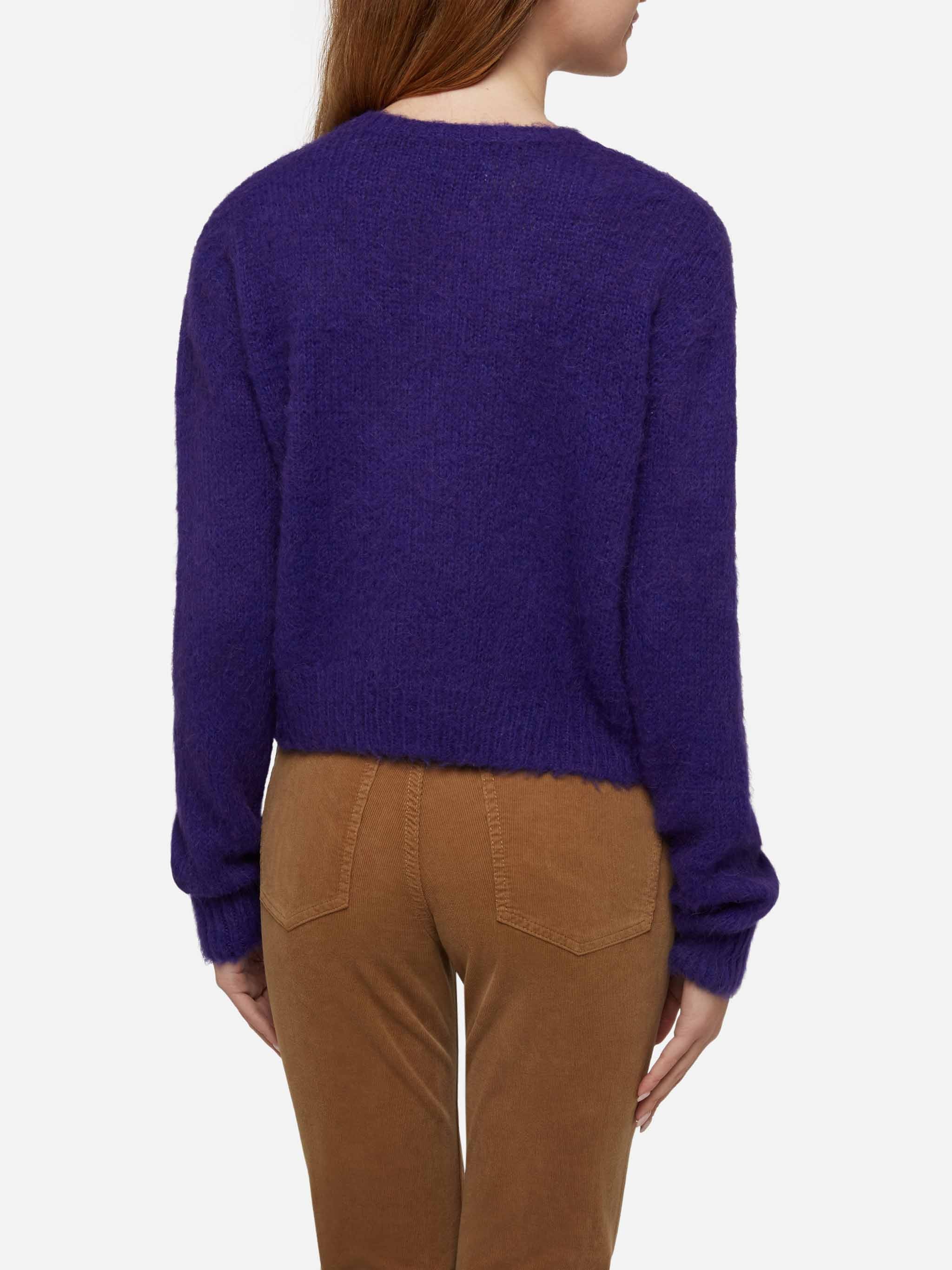 Maglione crop New Queen in maglia con ricamo Dammi solo un minuto viola - Image 4
