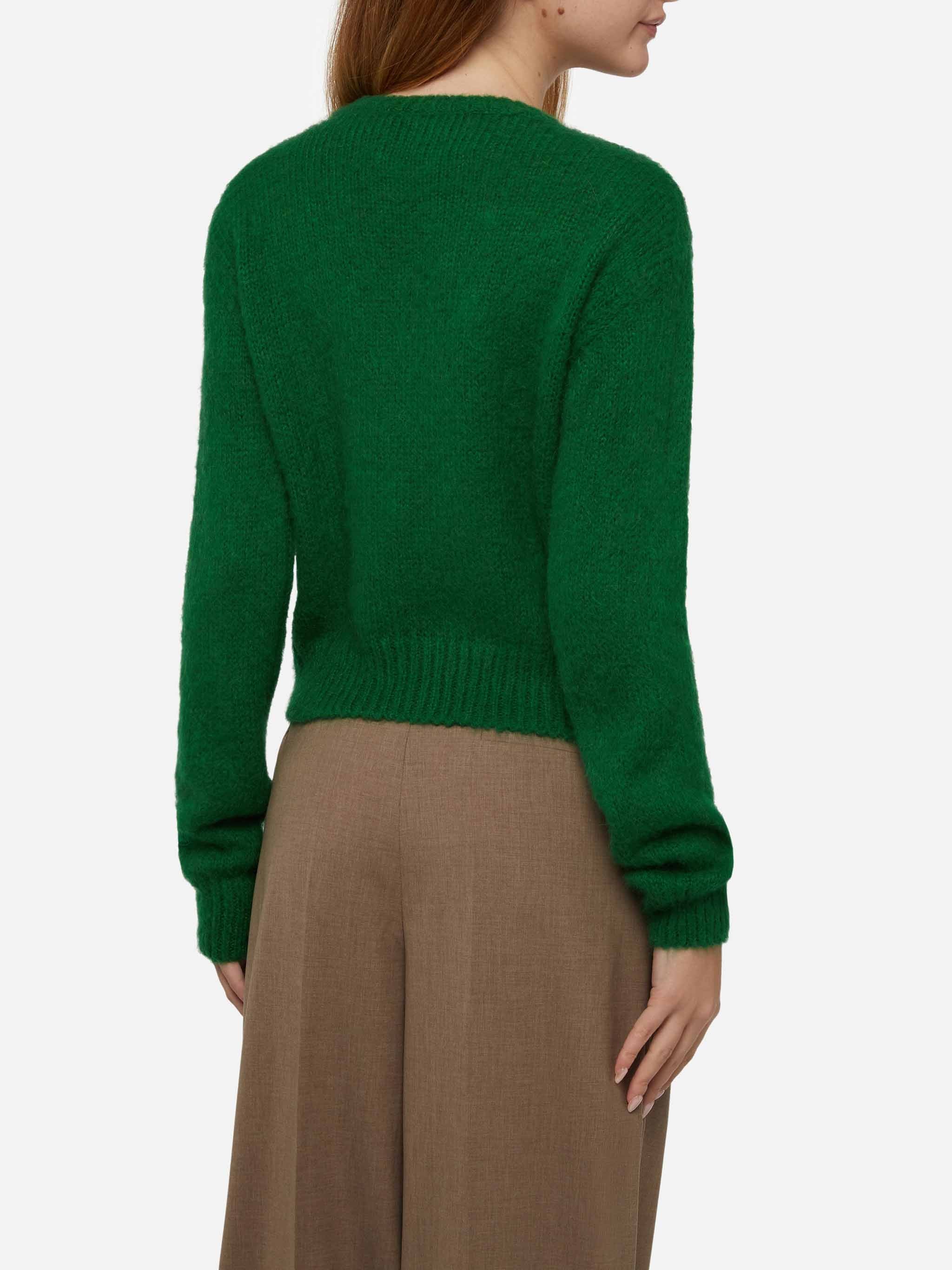 Maglione New Queen crop con ricamo Plastic Free verde - Image 3