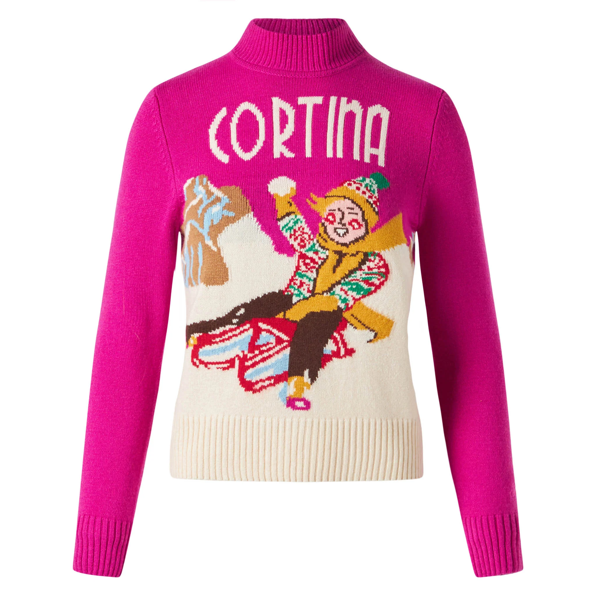 Maglione Peak fucsia con stampa Cortina - Image 3
