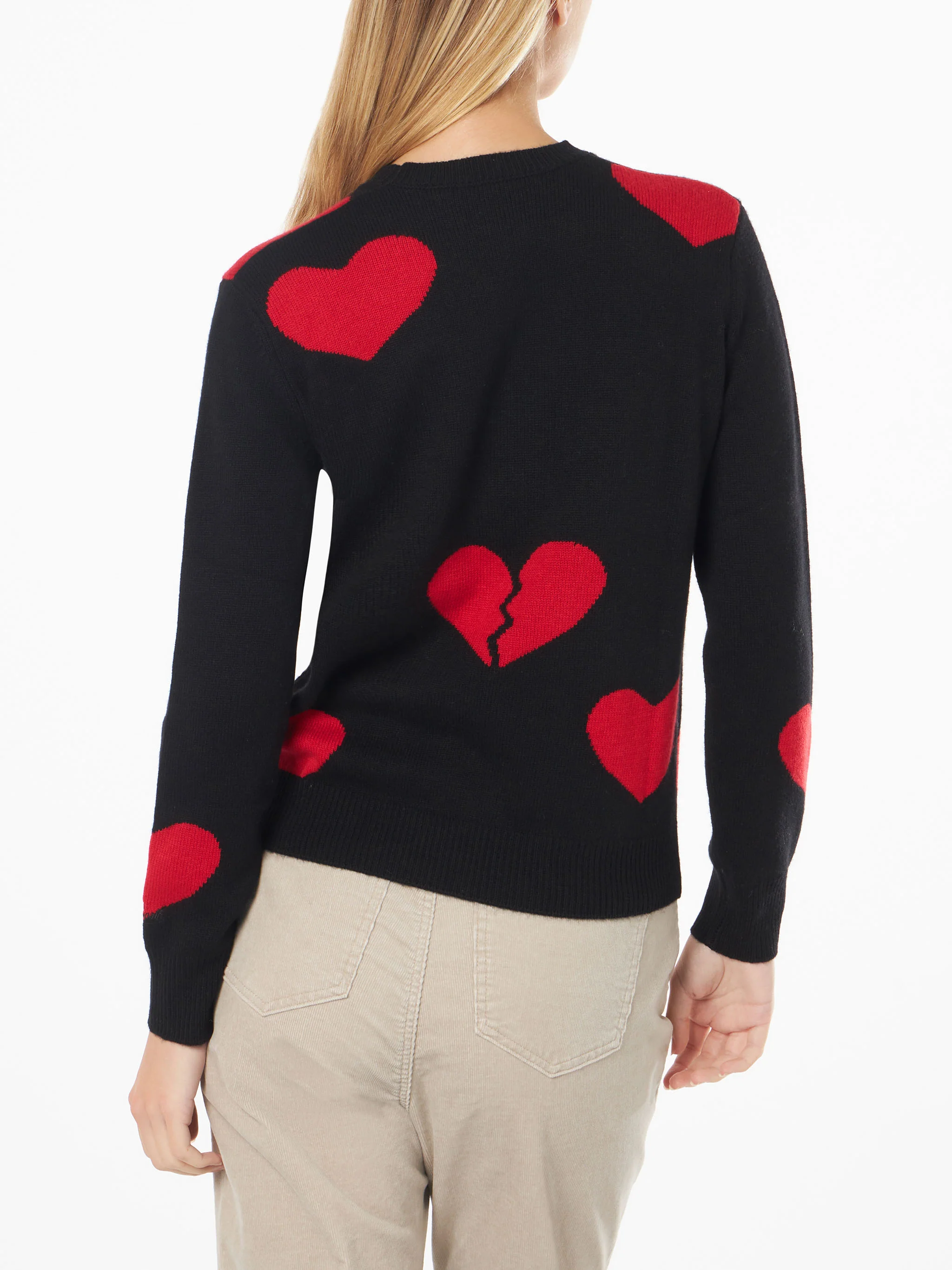 Maglione New Queen nero con ricamo Heart Breaker e jacquard cuori - Image 3
