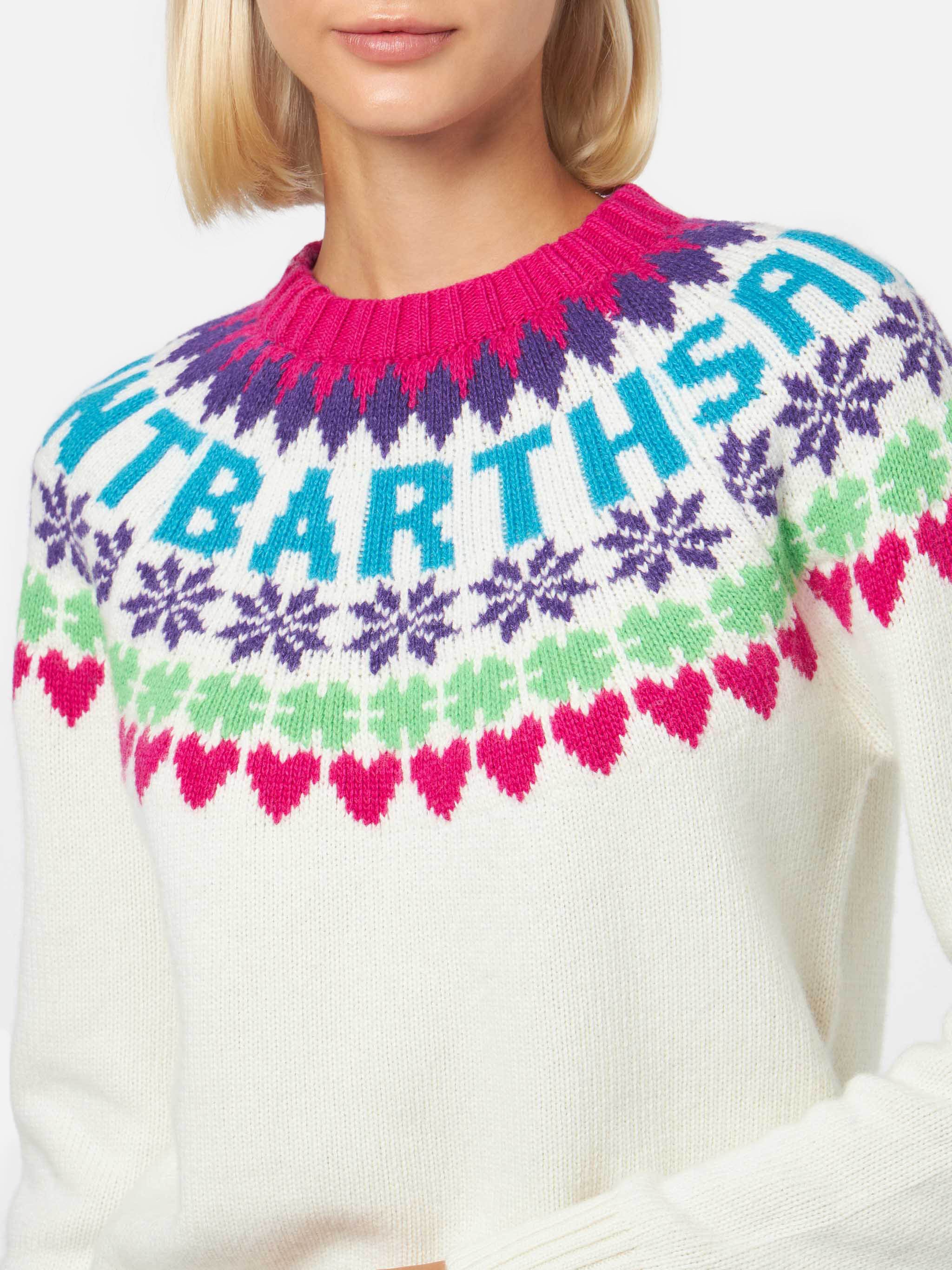 Maglia New Queen Nordic con jacquard Fair Isle bianca - Image 2
