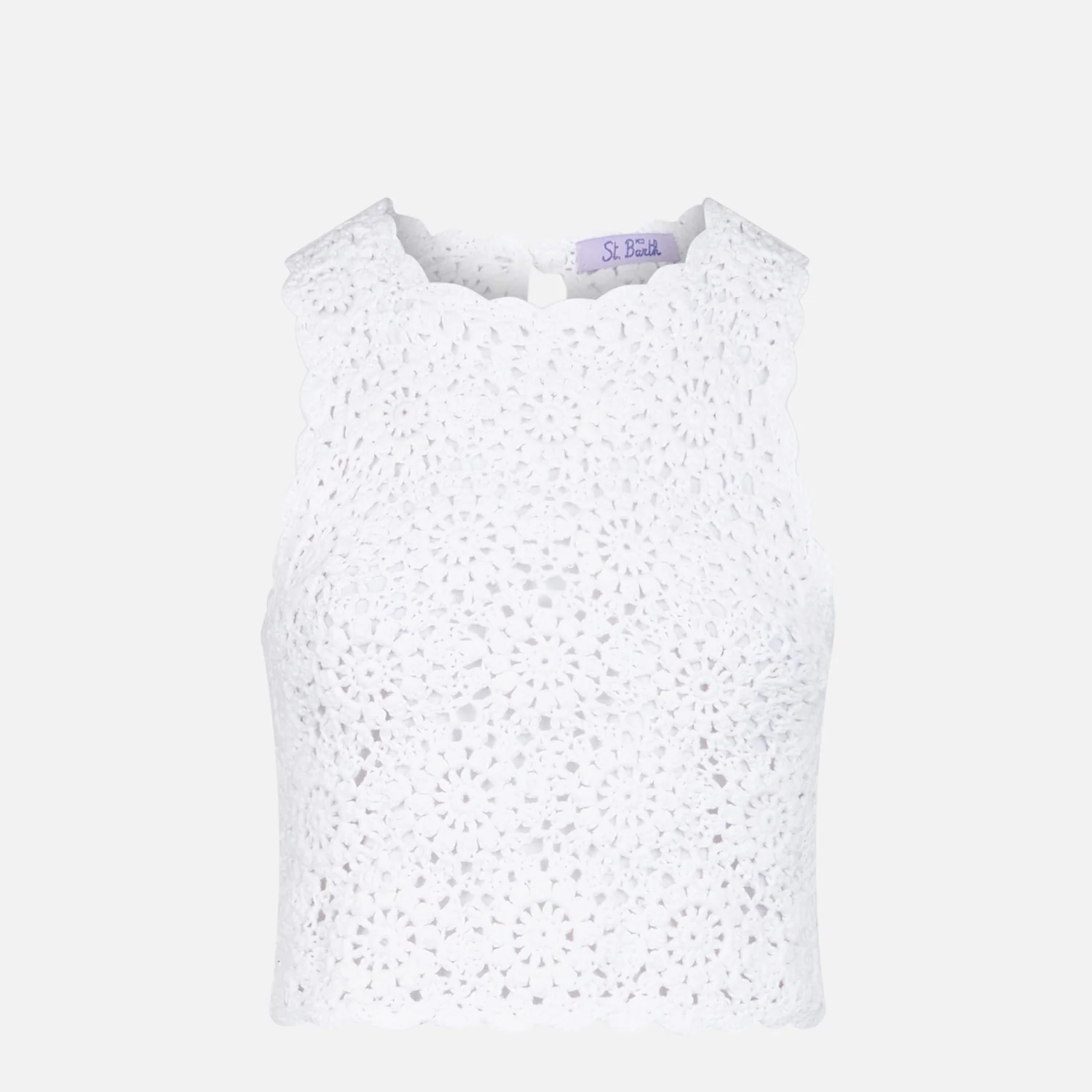 Top Medison in crochet bianco con fiori - Image 5
