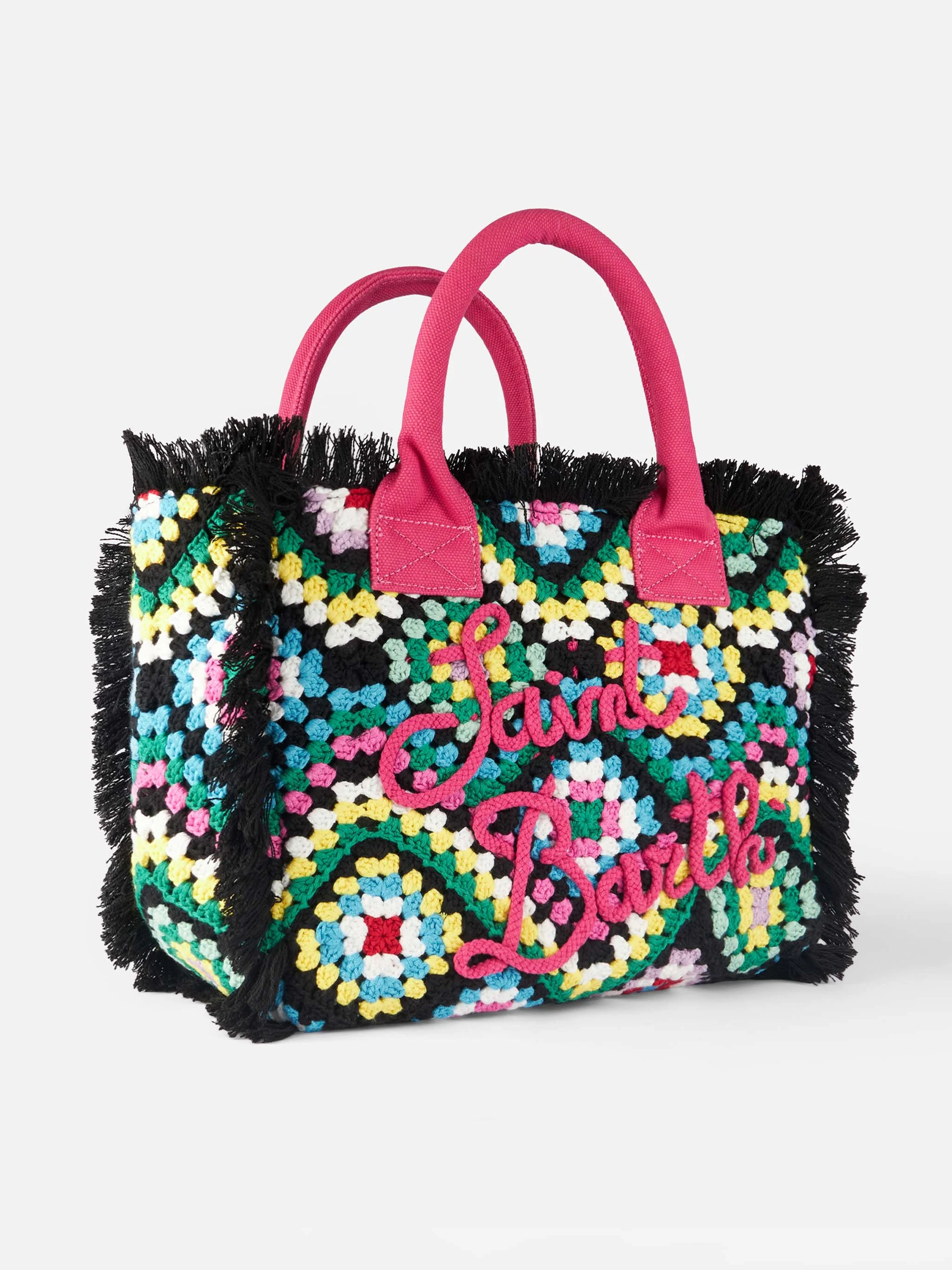 Borsa a spalla all'uncinetto con fantasia multicolore - Image 3