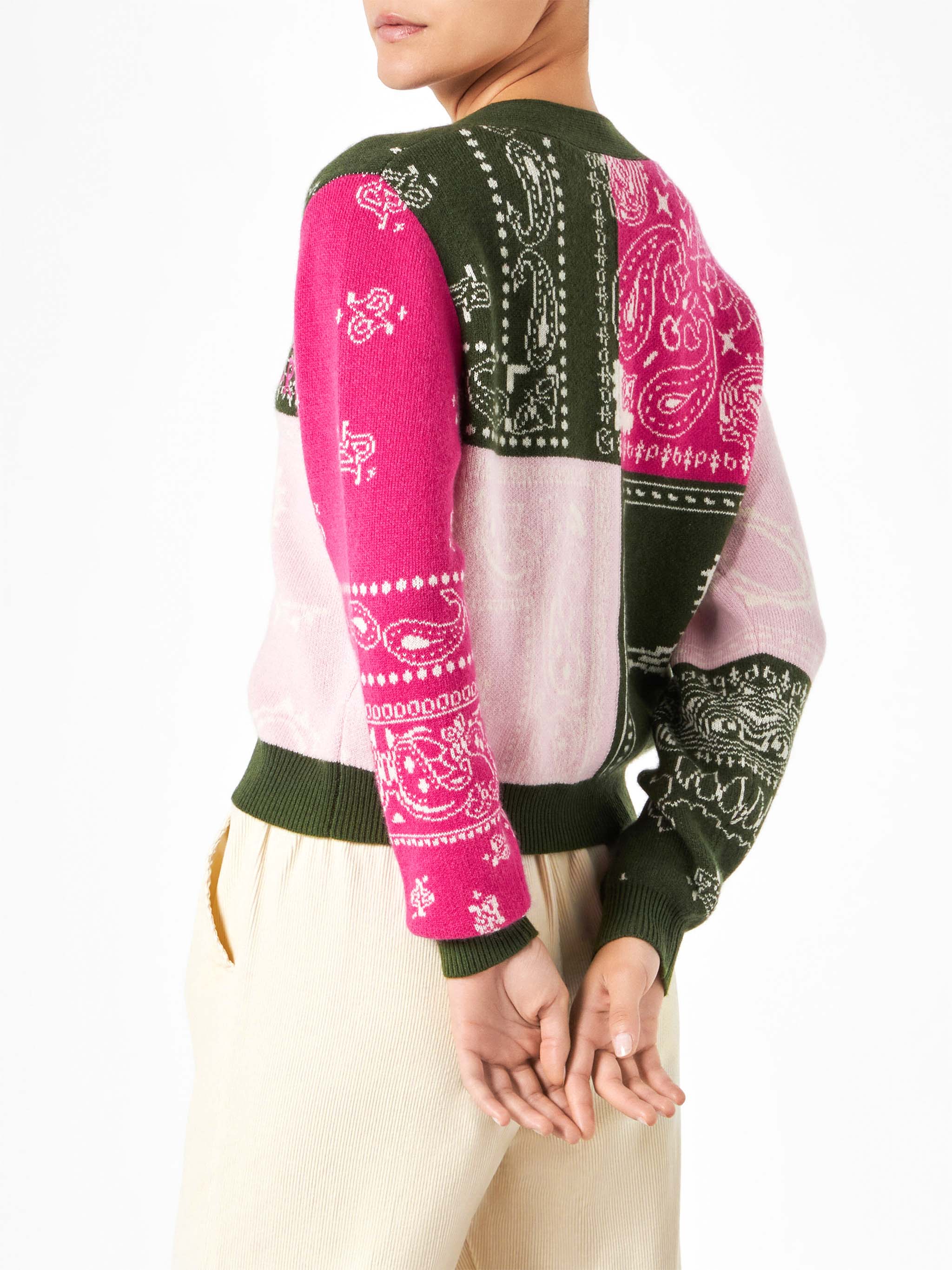 Cardigan Didy crop con fantasia bandana multicolore - Image 2