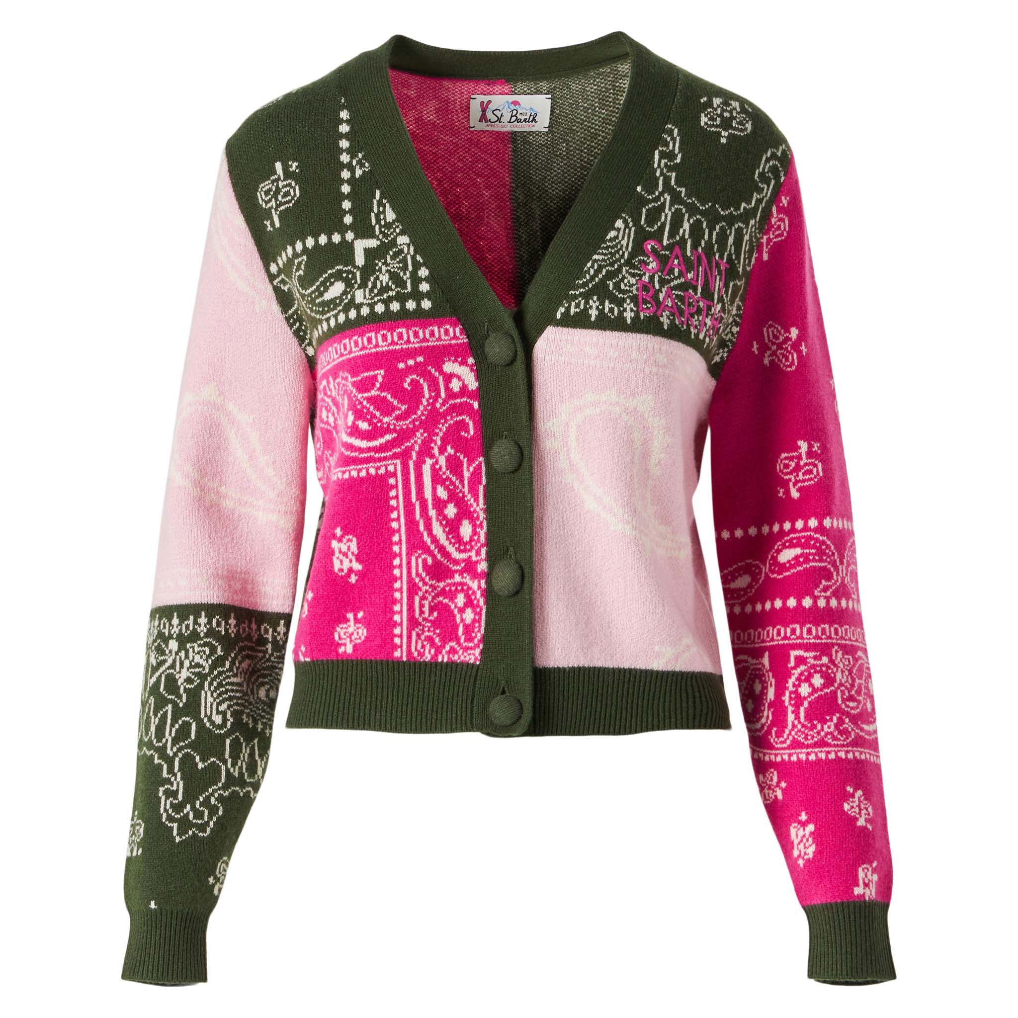 Cardigan Didy crop con fantasia bandana multicolore - Image 4