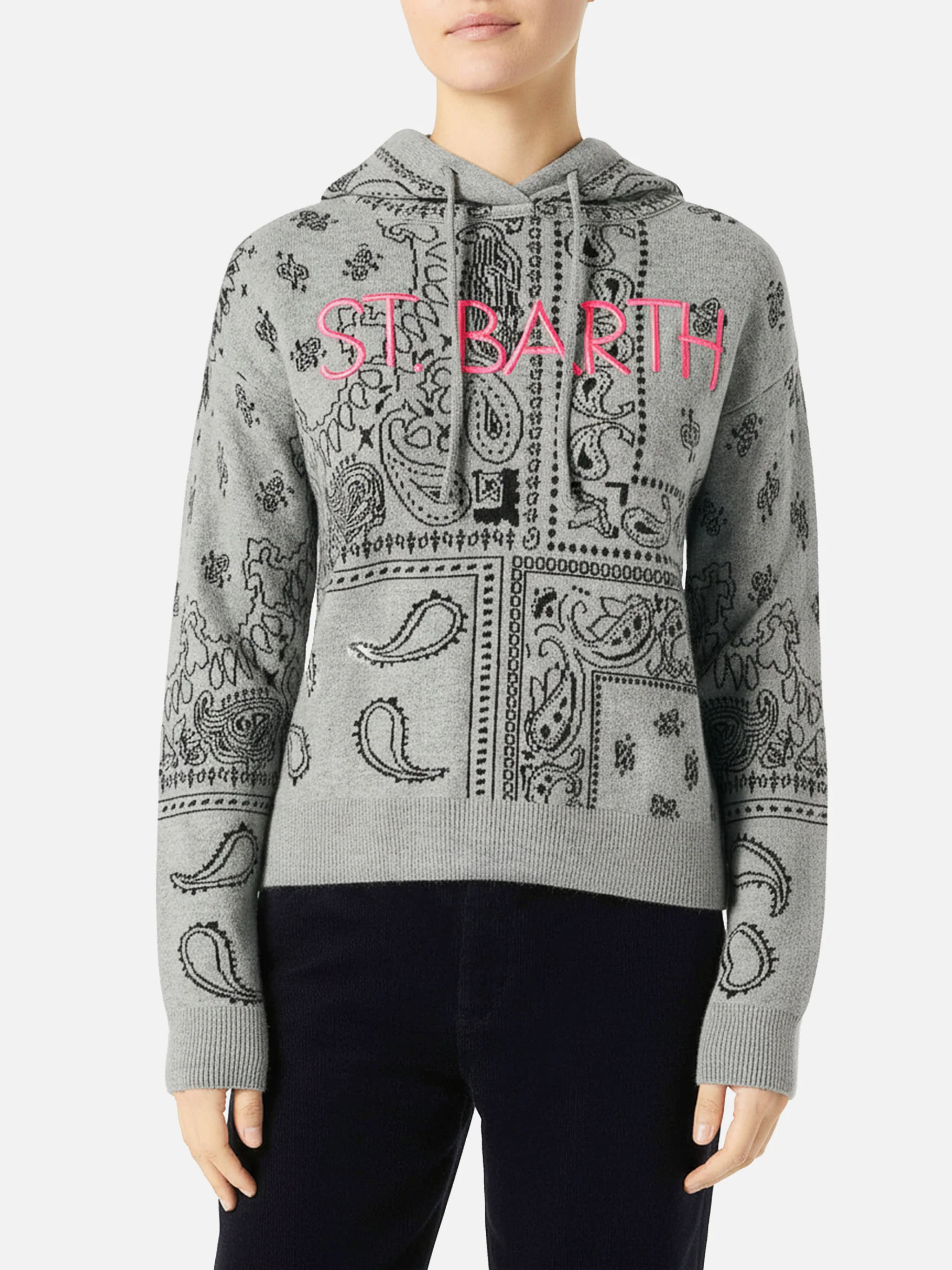 Felpa crop Meg in misto cashmere con fantasia bandana - Image 2