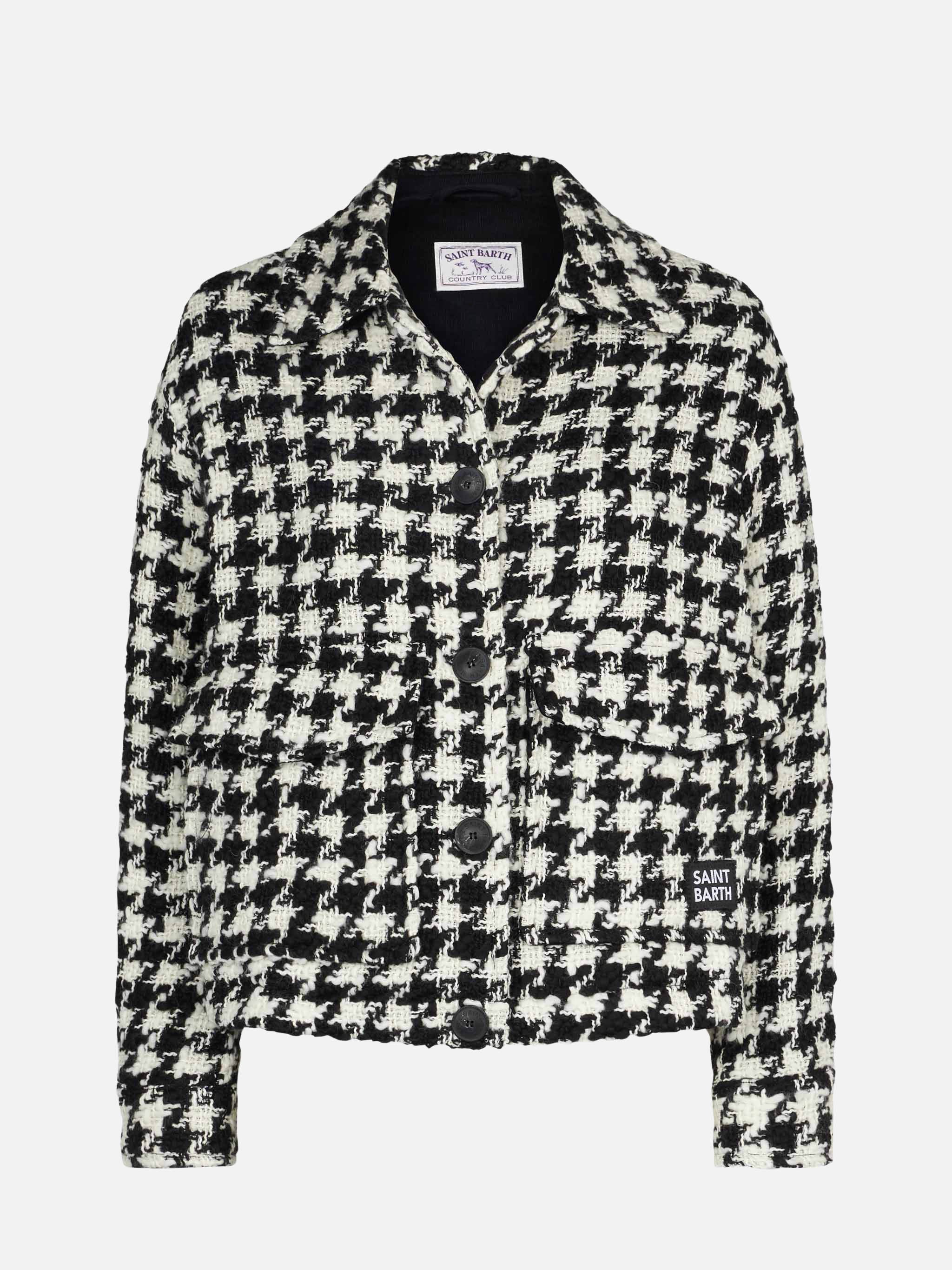 Overshirt Bonnibell crop con fantasia pied de poule - Image 3